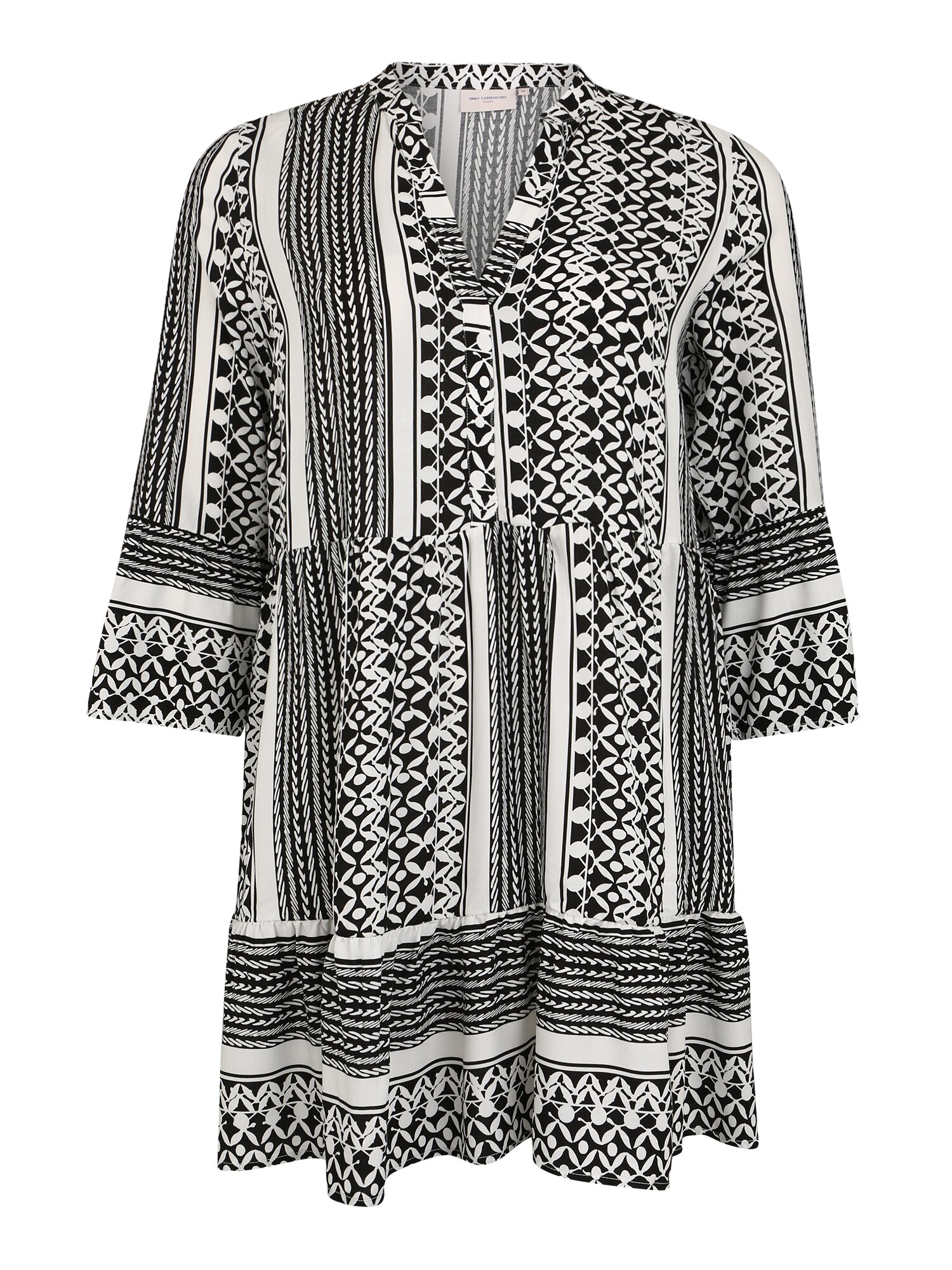 ONLY Carmakoma Vestido 'CARMARRAKESH'  preto / branco