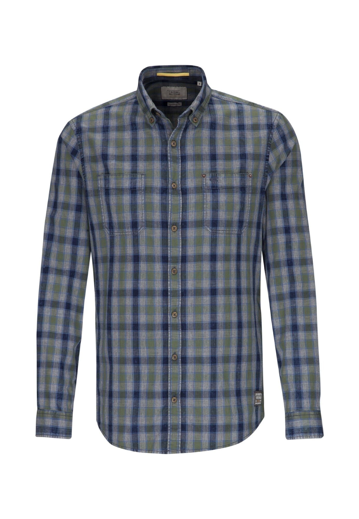 Camel Active Heren Overhemd Blauw Grijs Groen camel active kopen in de aanbieding