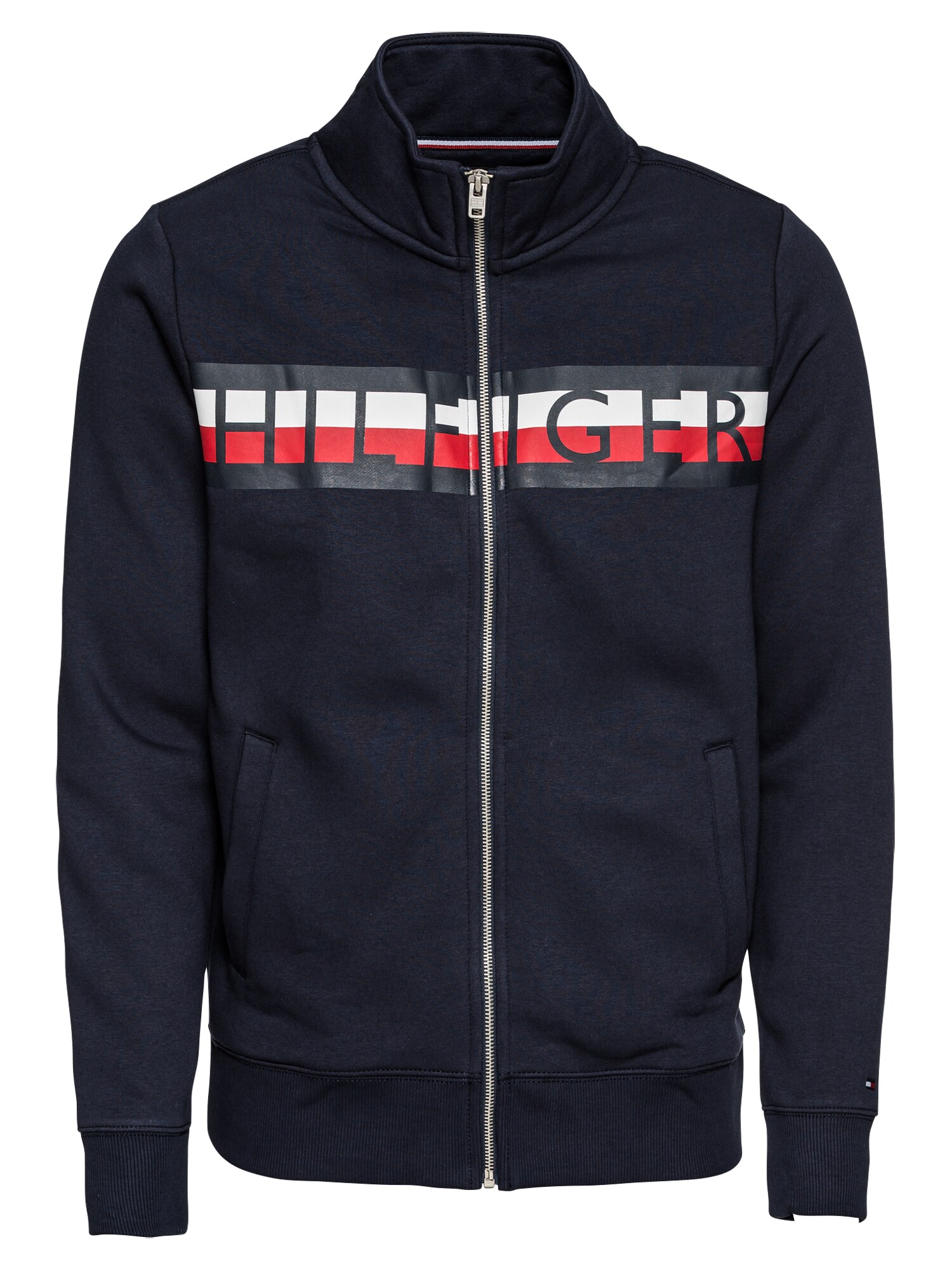 Tommy Hilfiger Heren Gebreid Vest Navy Rood Wit tommy hilfiger kopen in de aanbieding
