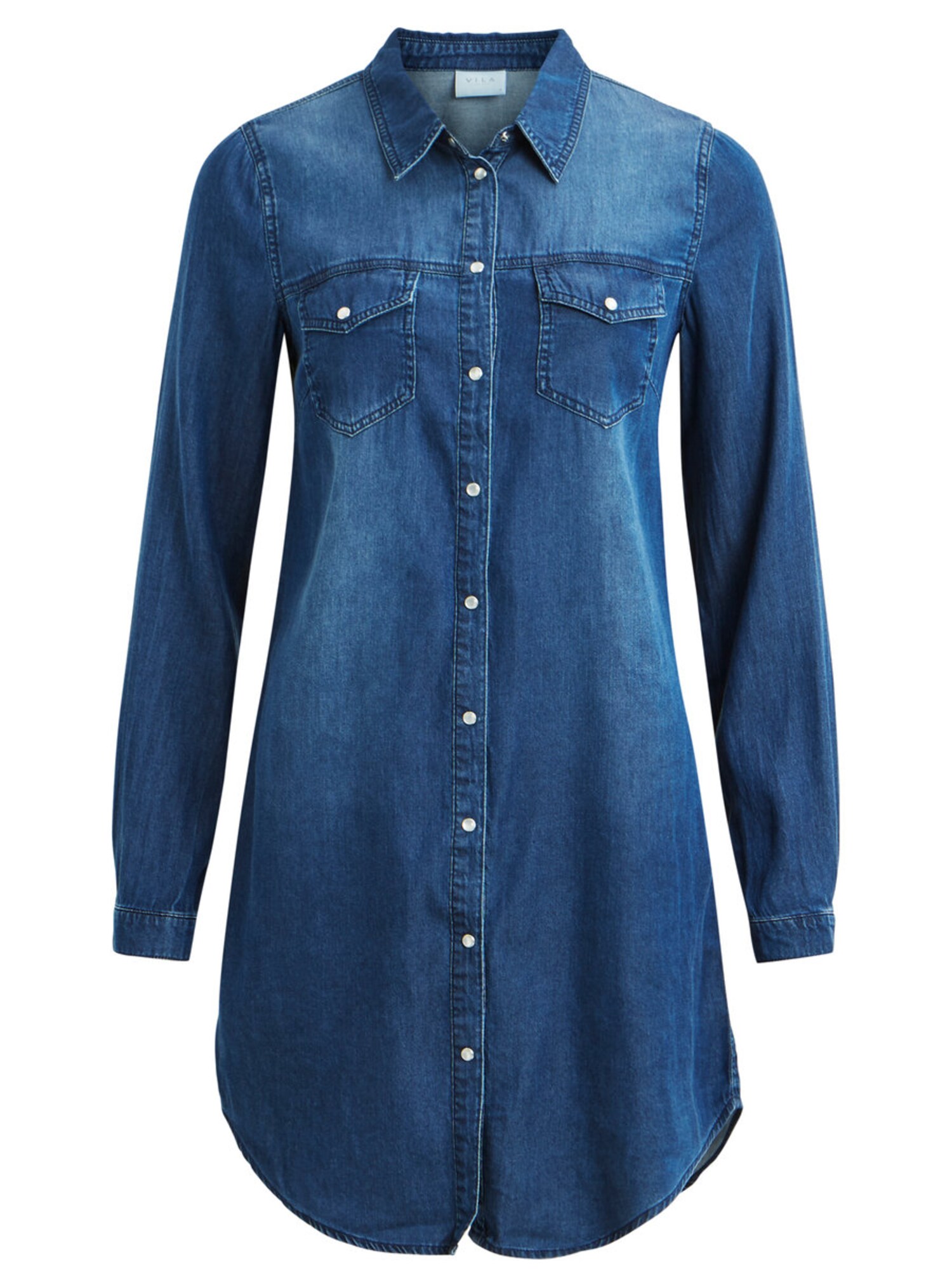 Vila Dames Blousejurk Blauw Denim vila kopen in de aanbieding