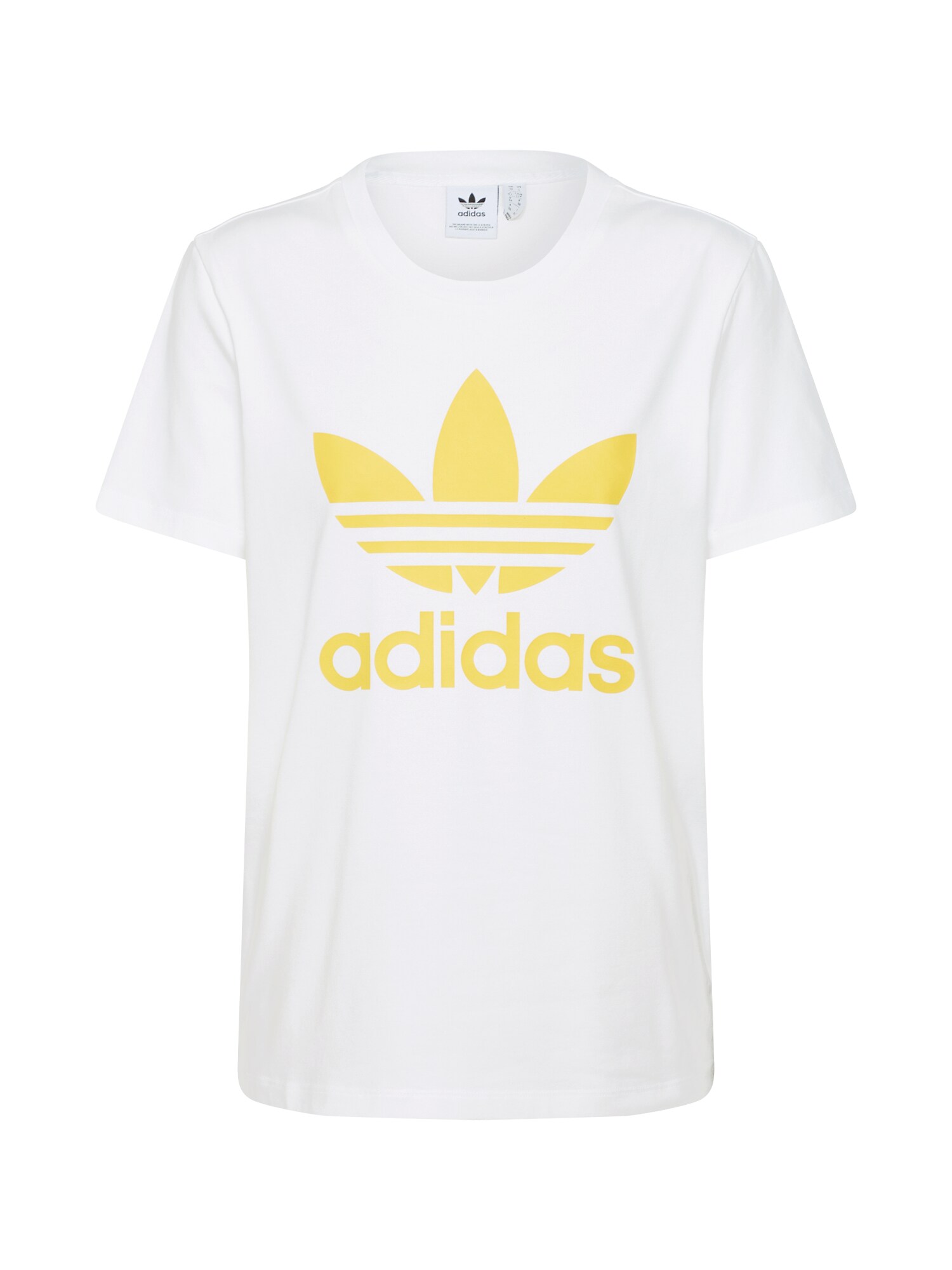 ADIDAS ORIGINALS Marškinėliai 'TREFOIL TEE'  geltona / balta