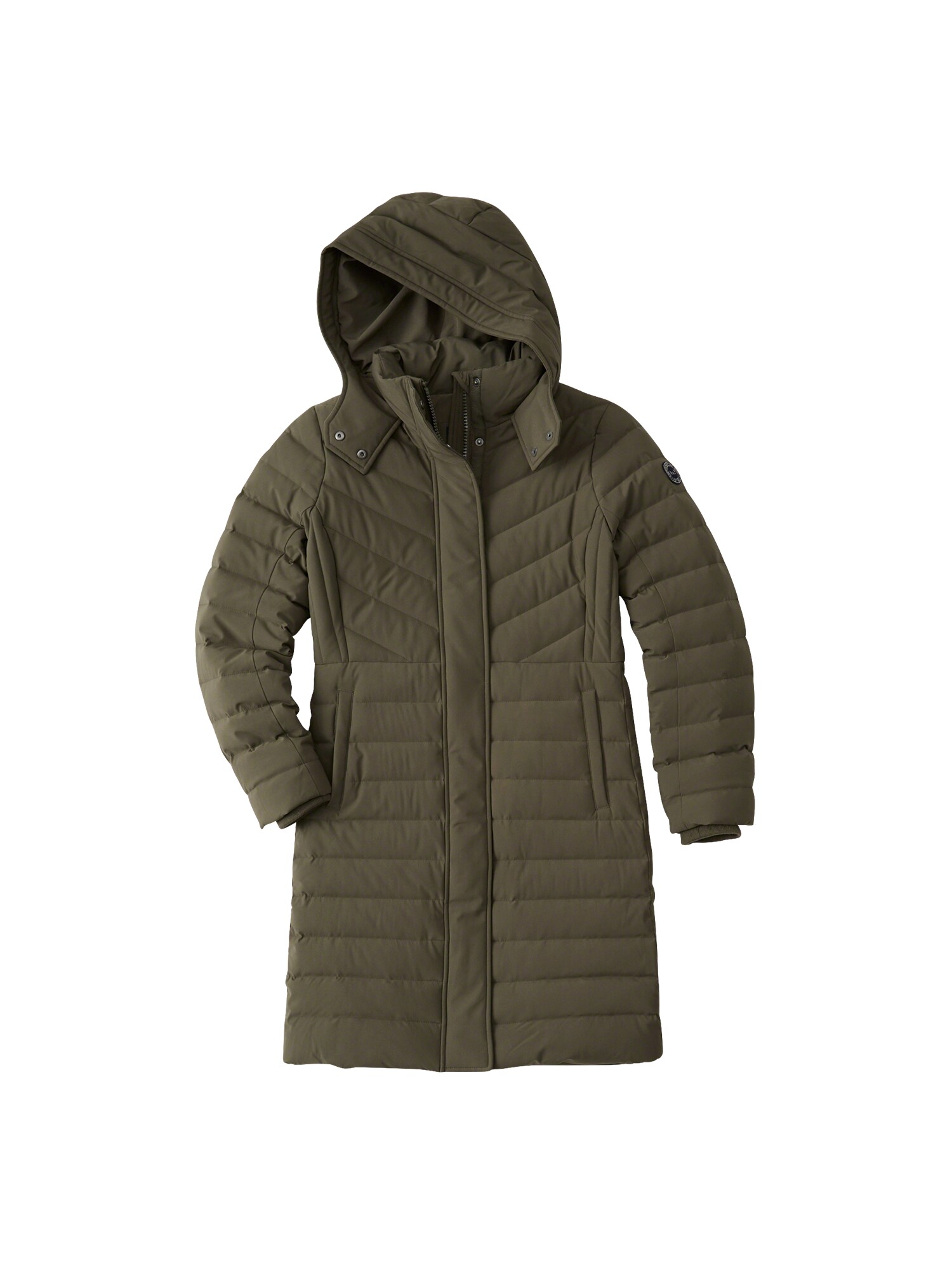 Abercrombie Fitch Dames Wintermantel Xm18 Down Stretch Midthigh Olijfgroen abercrombie fitch kopen in de aanbieding
