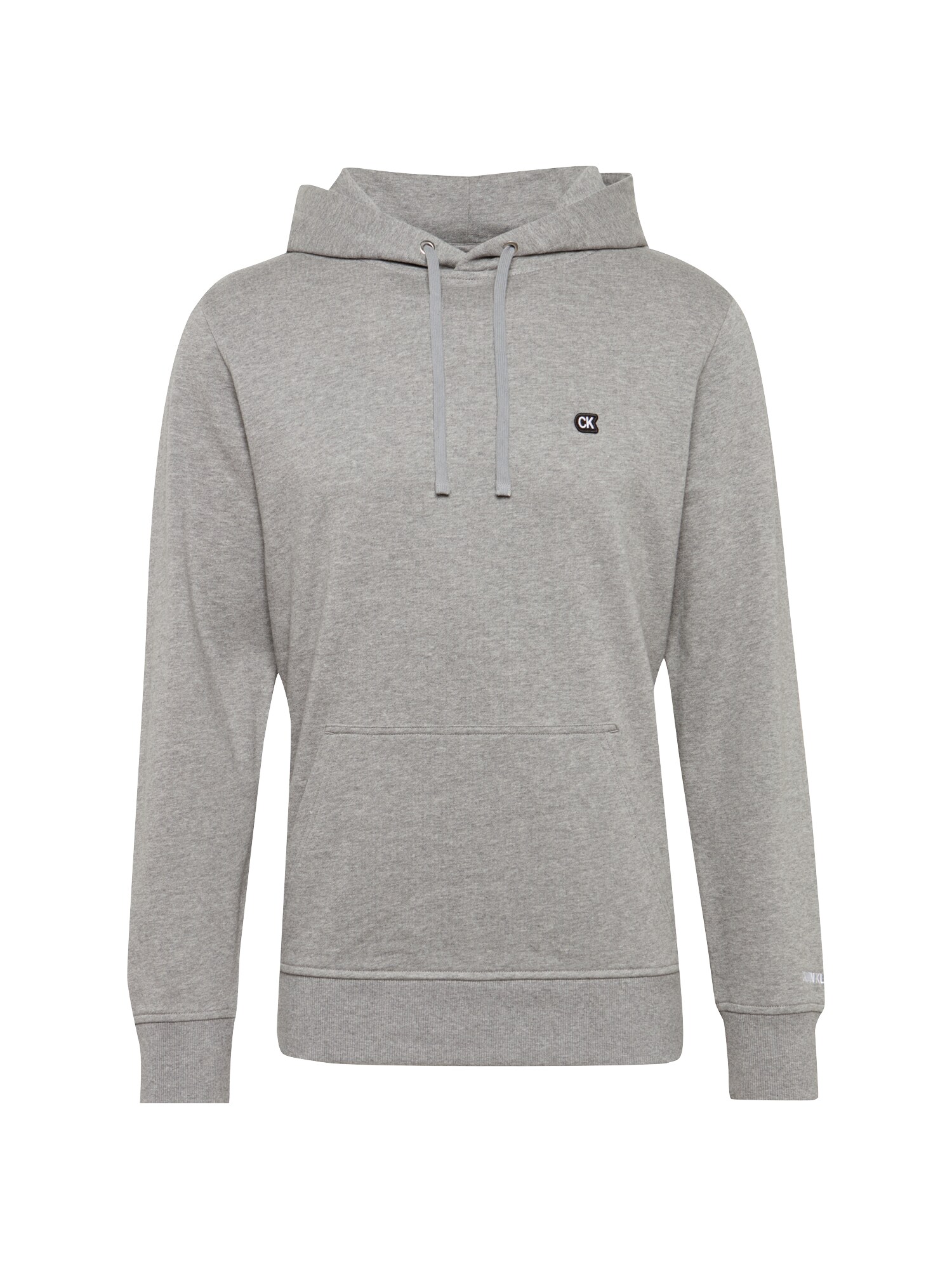 Calvin Klein Jeans Heren Sweatshirt Ckj Chest Embroidery Hoodie Grijs Gemeleerd calvin klein jeans kopen in de aanbieding