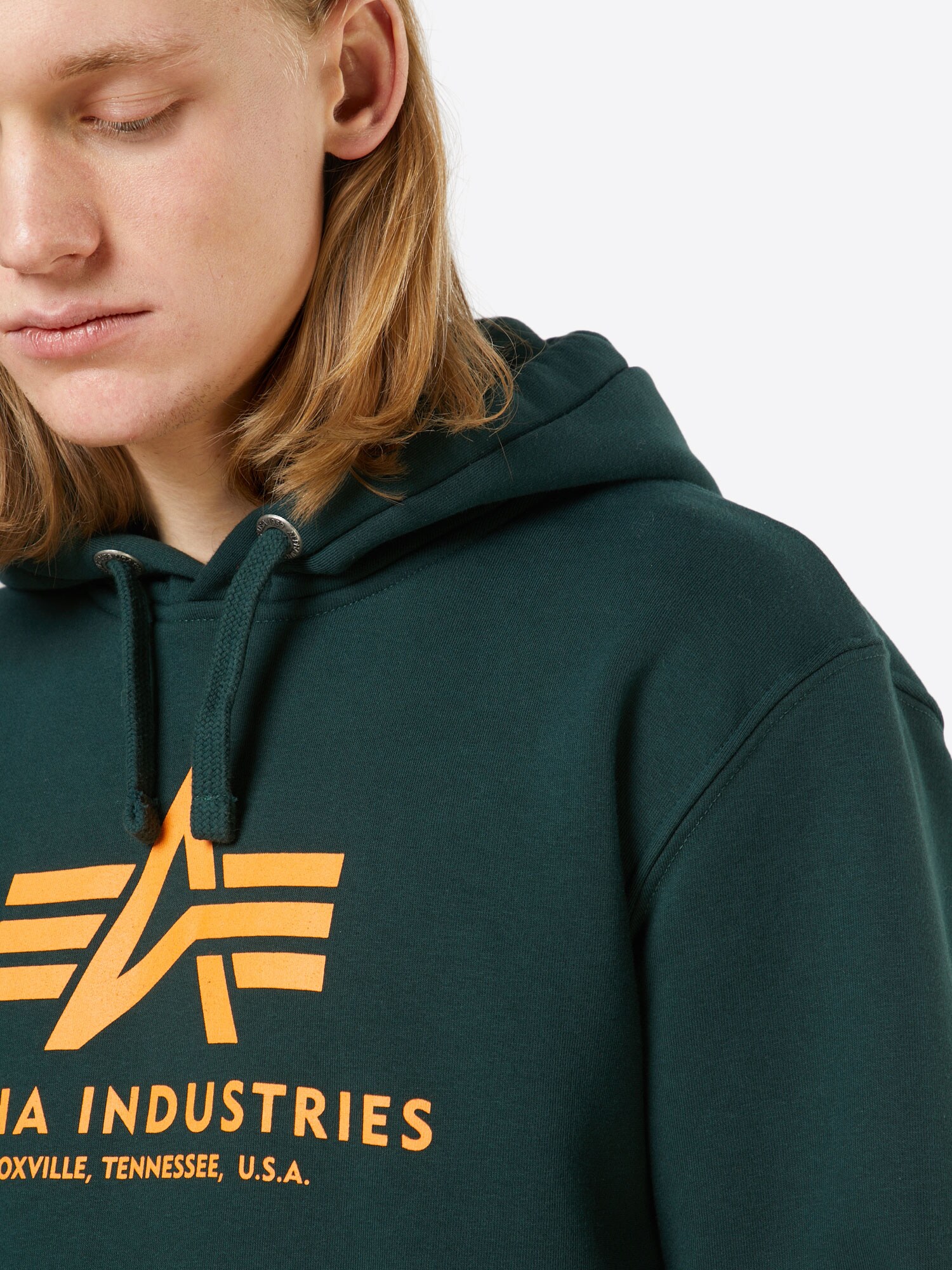 ALPHA INDUSTRIES Mikina jedľová / mandarínková / červená / biela (obrázok 5)