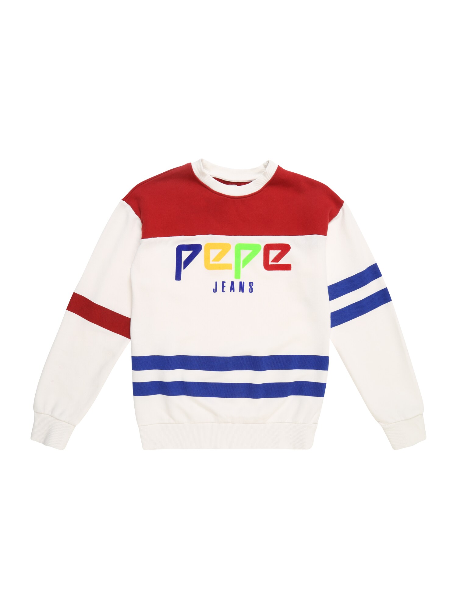 Pepe Jeans Jongens Sweatshirt Tyler Blauw Karmijnrood Wit pepe jeans kopen in de aanbieding