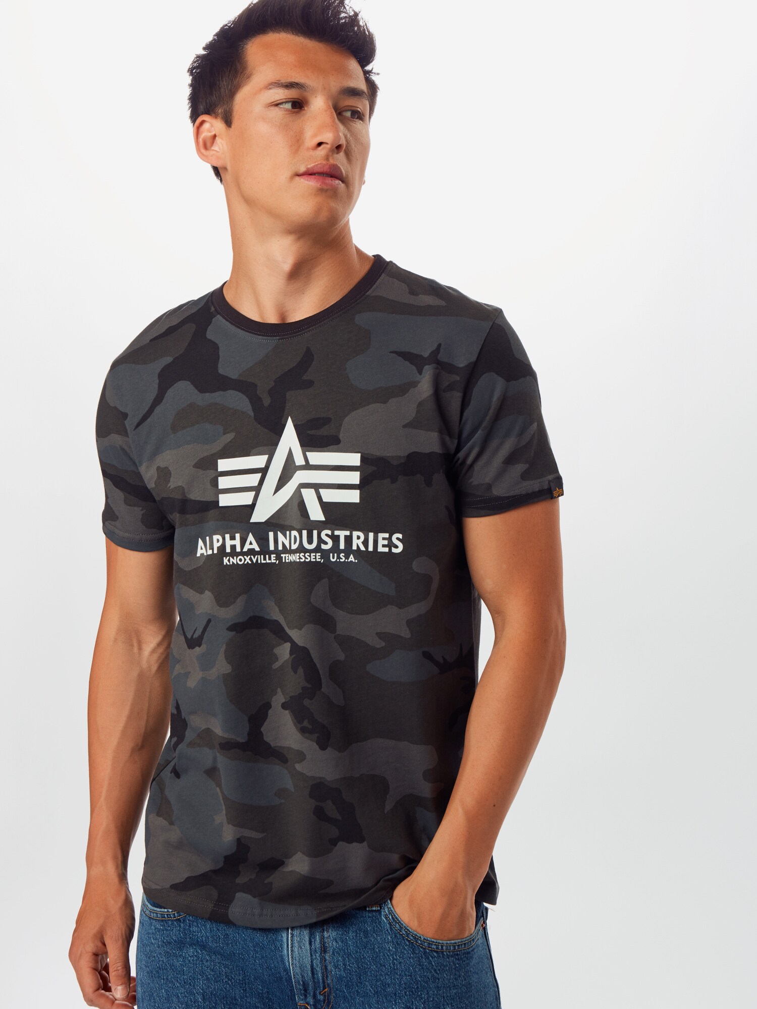 ALPHA INDUSTRIES Póló  szürke / fekete / fehér termék 2. képe