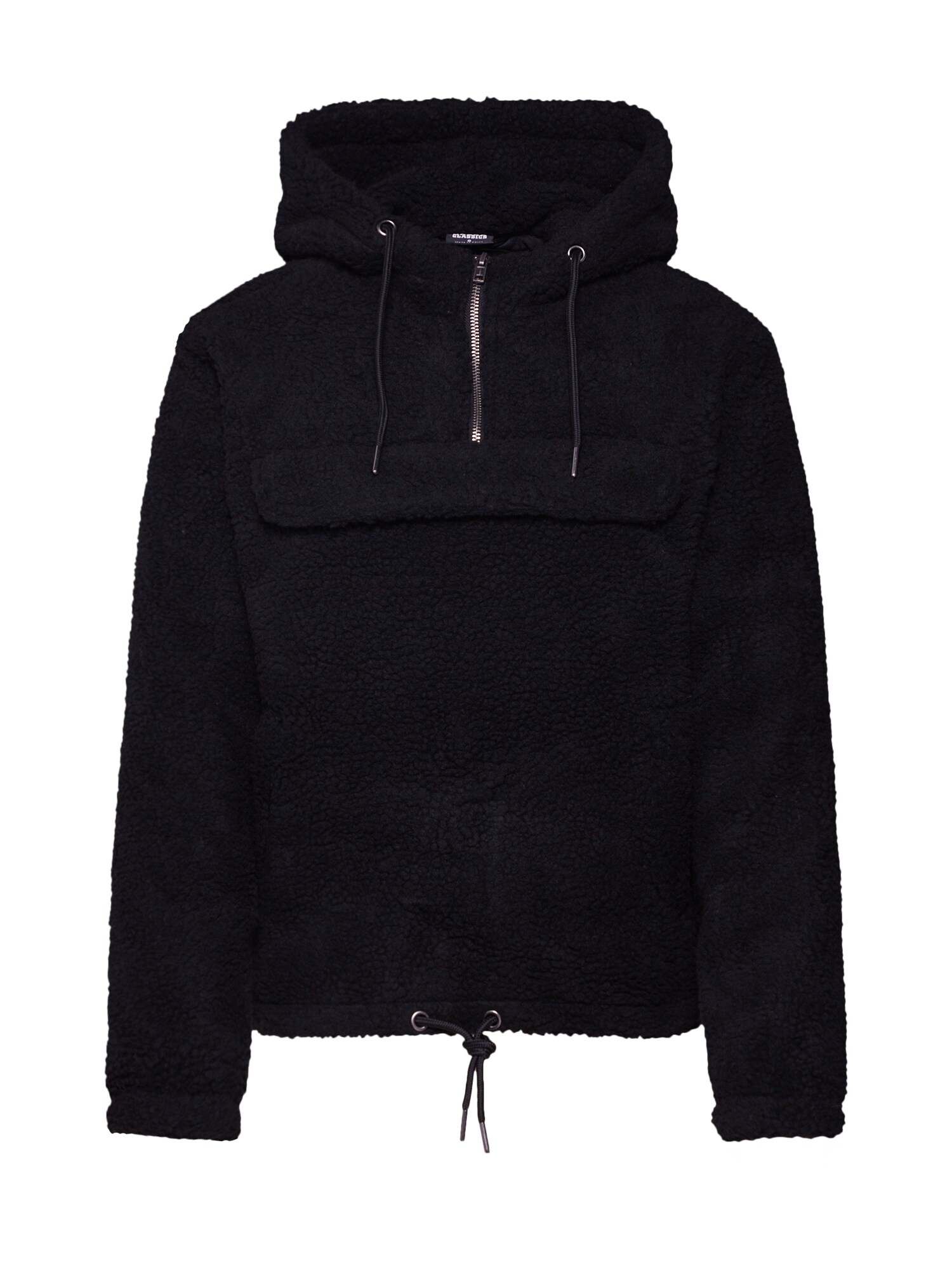 Urban Classics Dames Sweatshirt Ladies Sherpa Pull Over Hoody Zwart urban classics kopen in de aanbieding