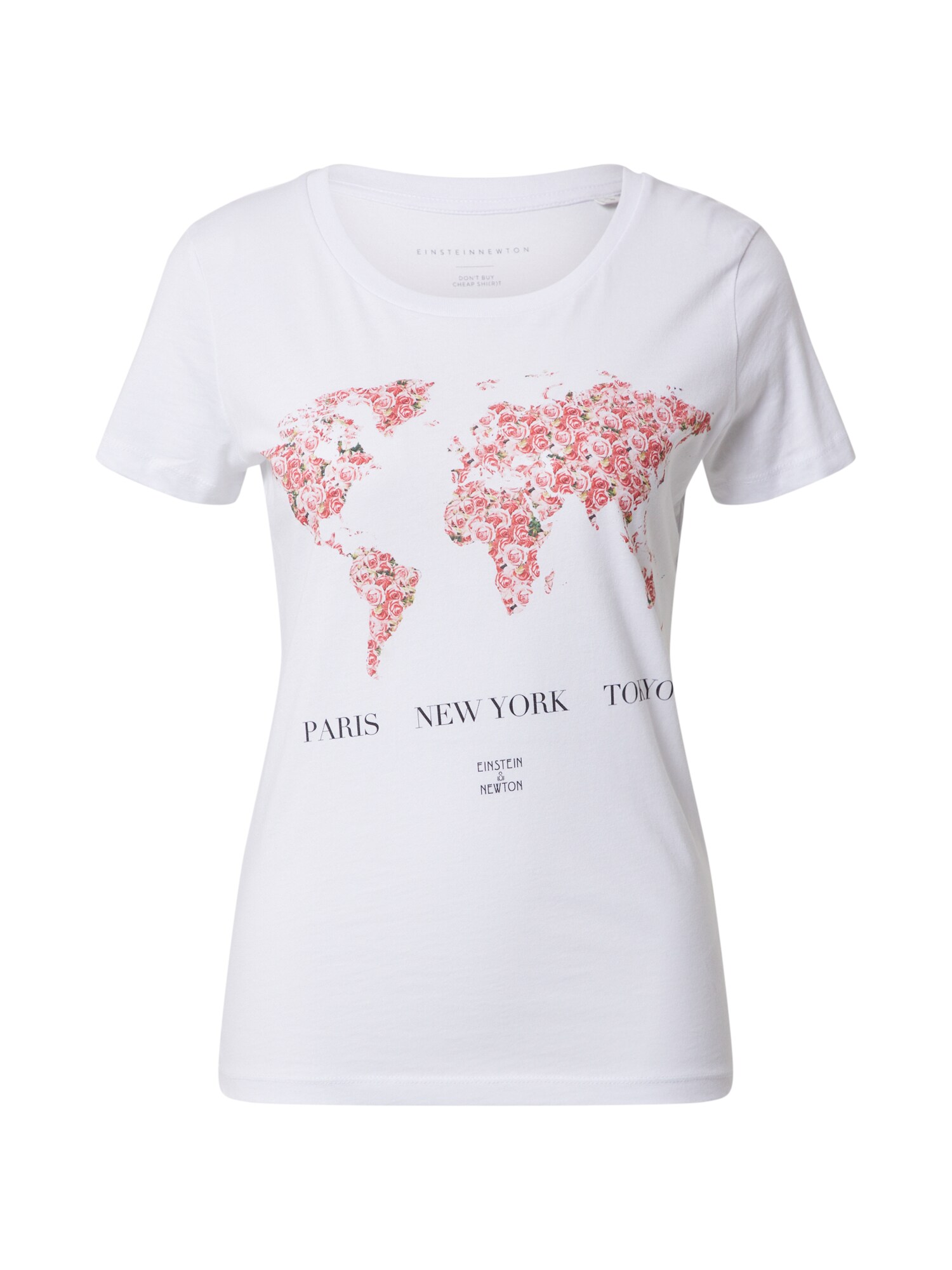 EINSTEIN & NEWTON Marškinėliai 'World'  rožių spalva / juoda / balta