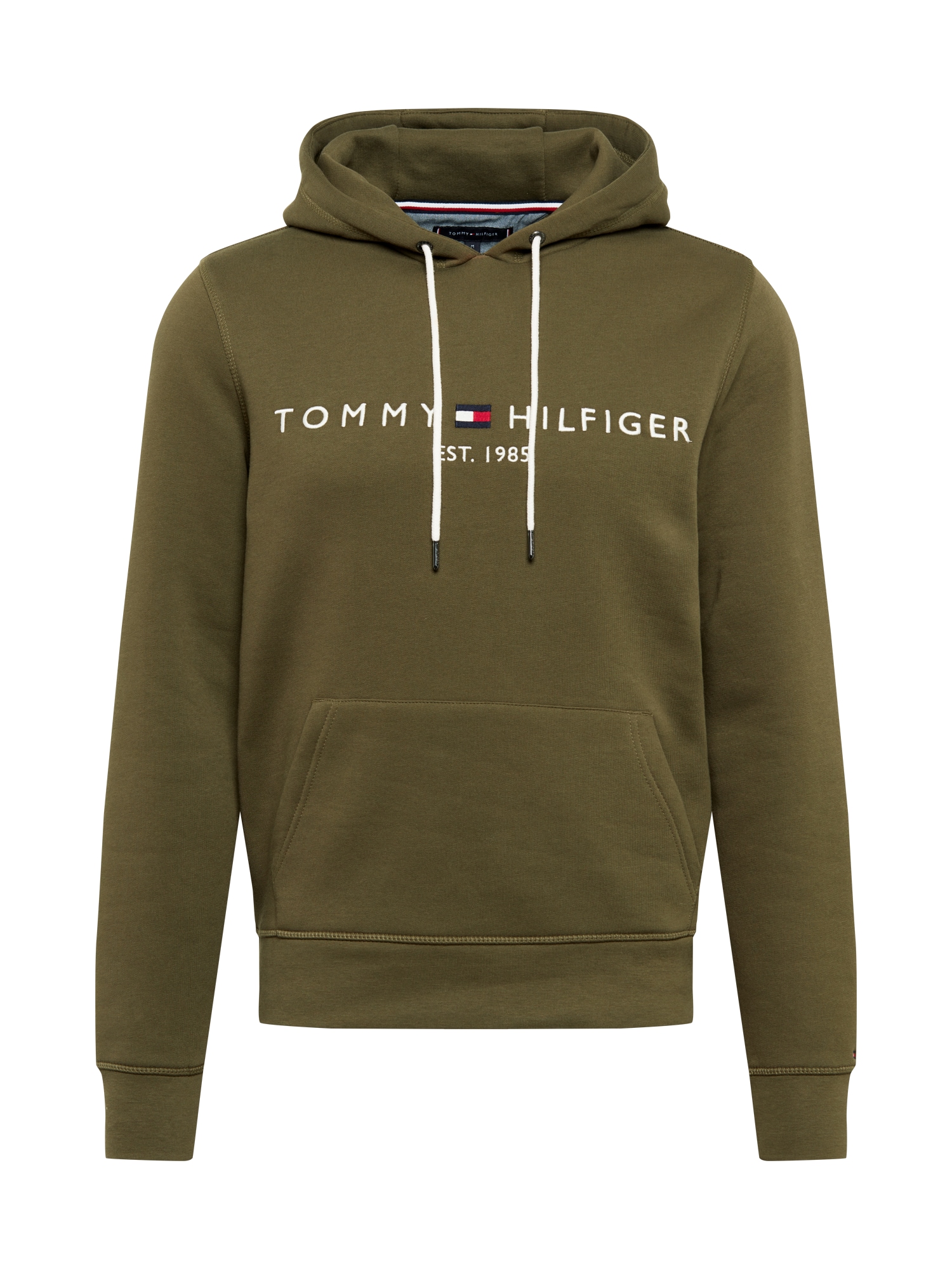 TOMMY HILFIGER Megztinis be užsegimo  alyvuogių spalva / balta / tamsiai mėlyna jūros spalva / šviesiai raudona