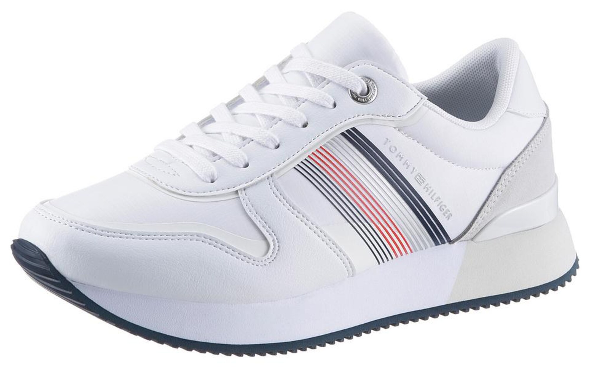 TOMMY HILFIGER Sportbačiai be auliuko 'ANNIE'  balta / raudona / tamsiai mėlyna / pilka