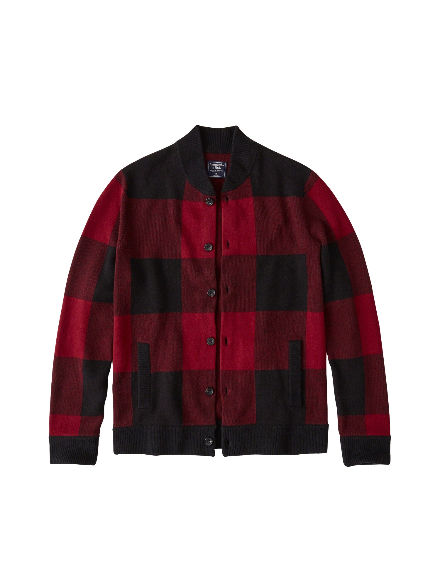 Abercrombie Fitch Heren Gebreid Vest Buffalo Check Bomber Glb Rood Zwart abercrombie fitch kopen in de aanbieding