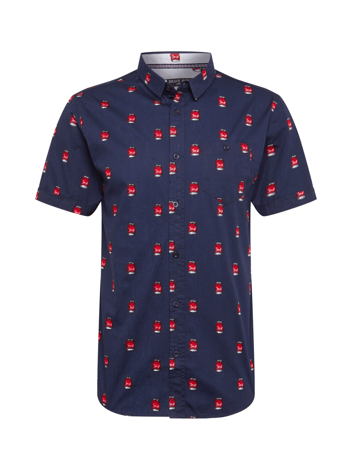 Brave Soul Heren Overhemd Navy Gemengde Kleuren brave soul kopen in de aanbieding