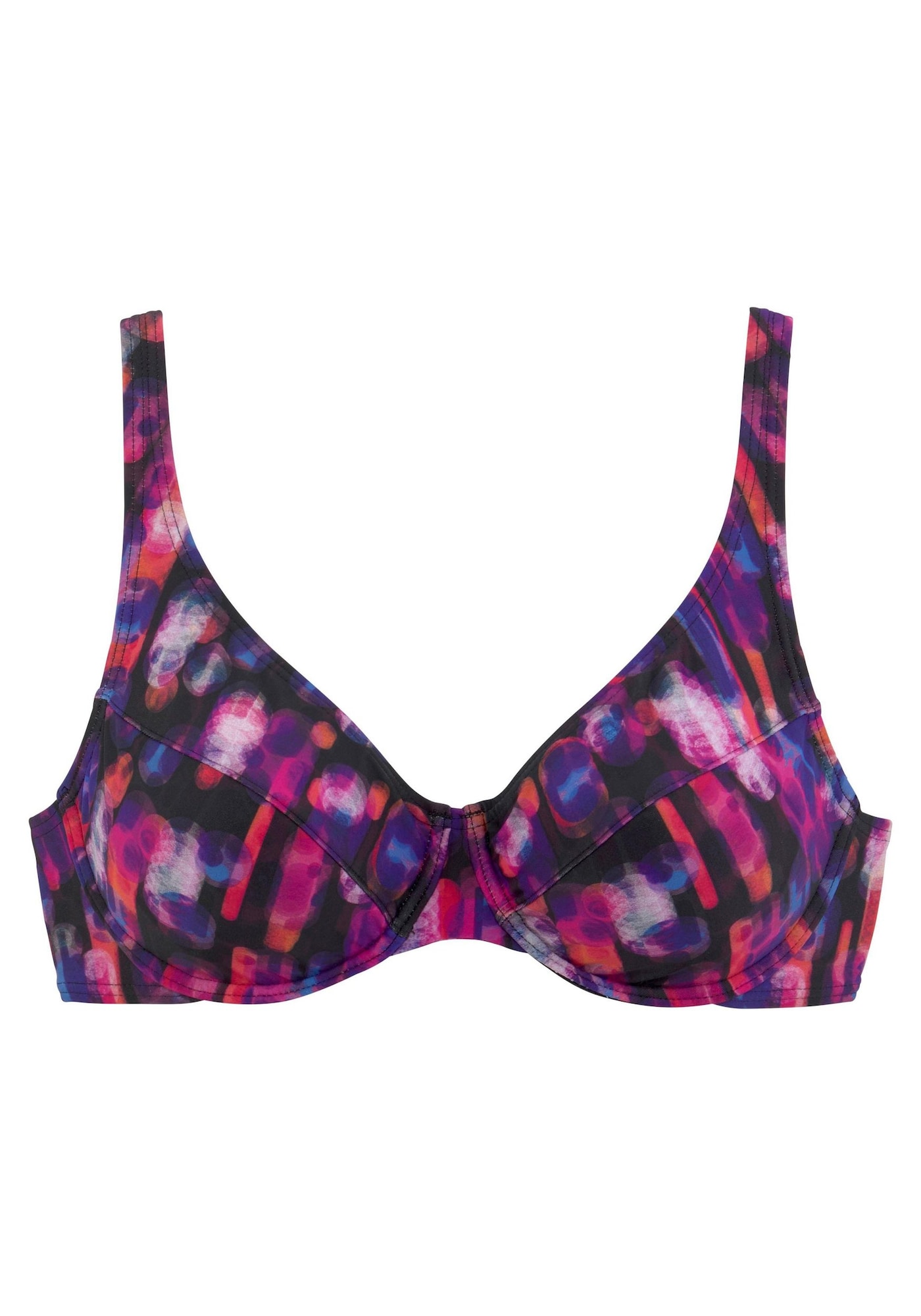 LASCANA Bikini felső  sötétlila / rózsaszín / fekete akciós termékkép 1