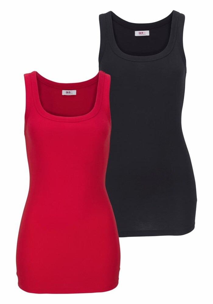 FLASHLIGHTS Flashlights Tanktop, im Doppelpack Damen Größe XS/S rot / schwarz