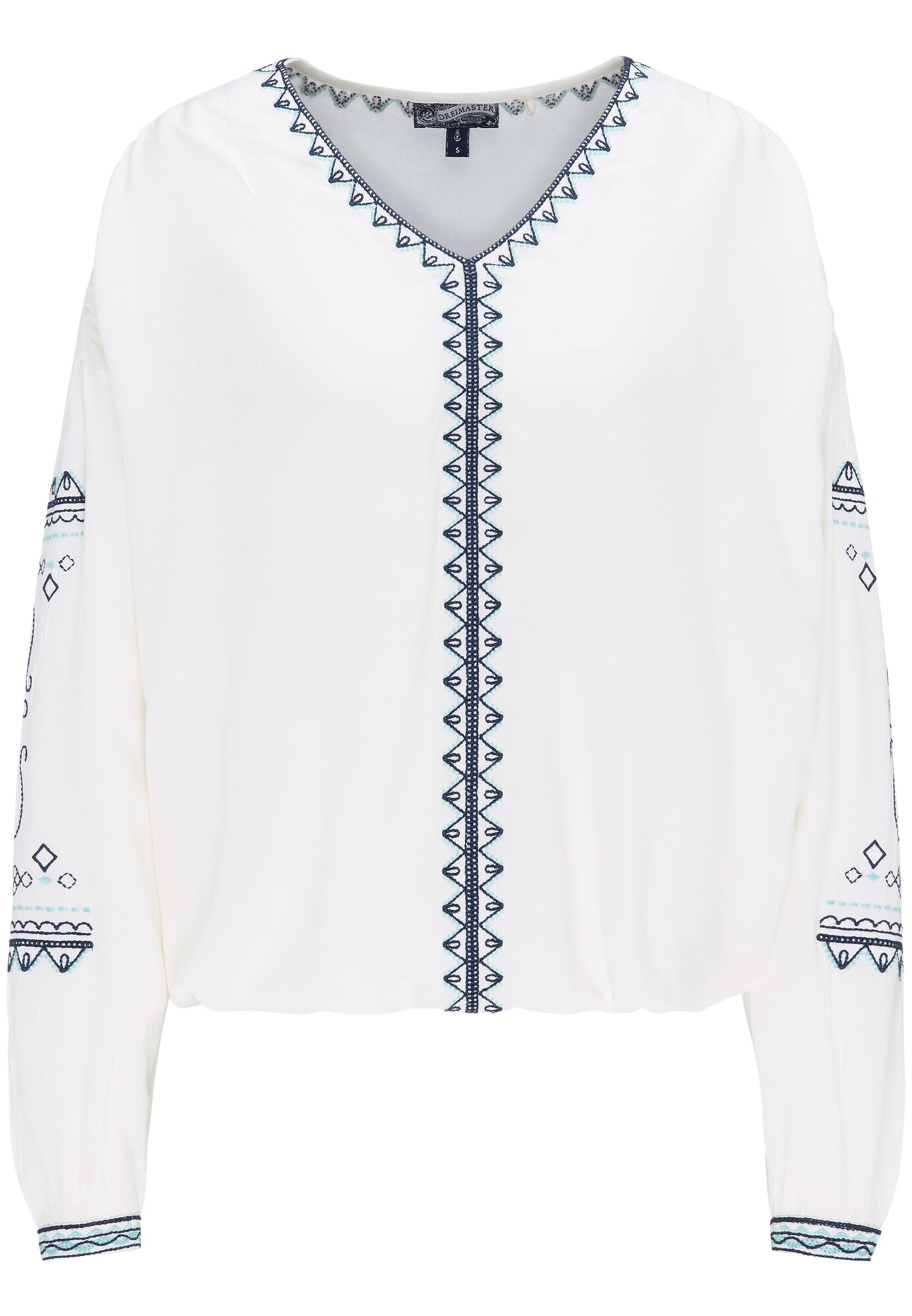 Dreimaster Dames Blouse Royal Bluekoningsblauw Zwart Wit dreimaster kopen in de aanbieding