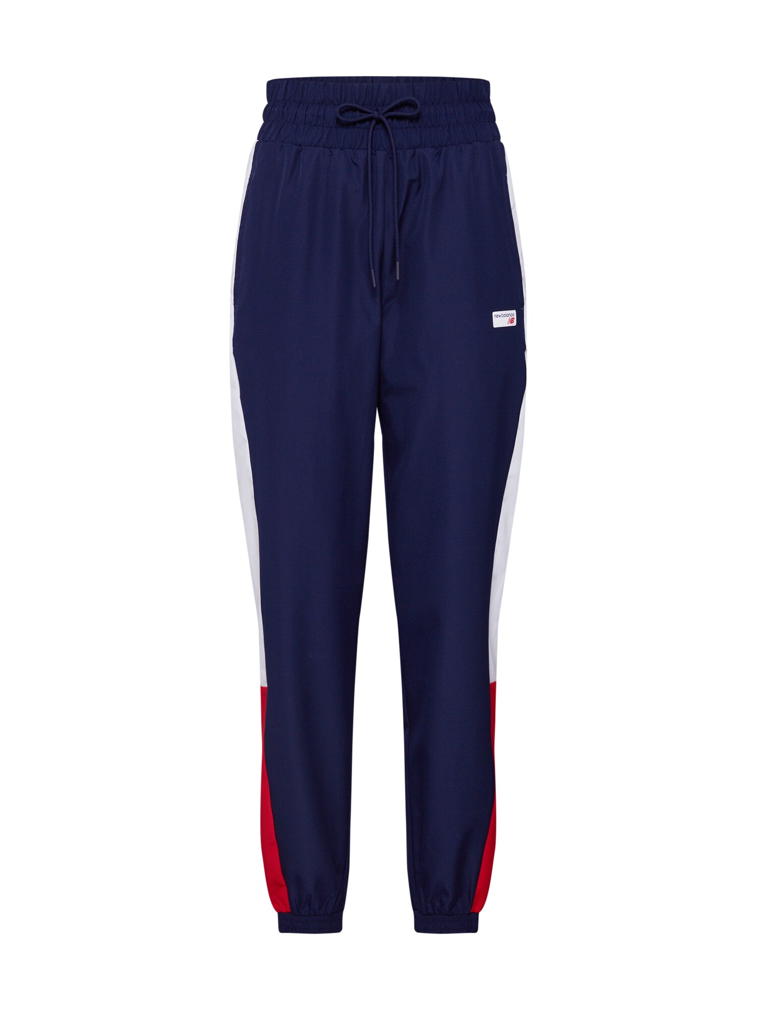 New Balance Dames Broek Athletics Wind Navy Rood Wit new balance kopen in de aanbieding