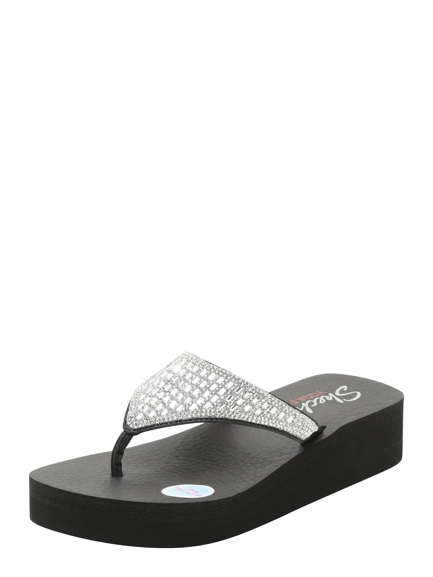 Skechers Dames Teenslipper Hooded Caviar Rhinestone Zwart Zilver skechers kopen in de aanbieding