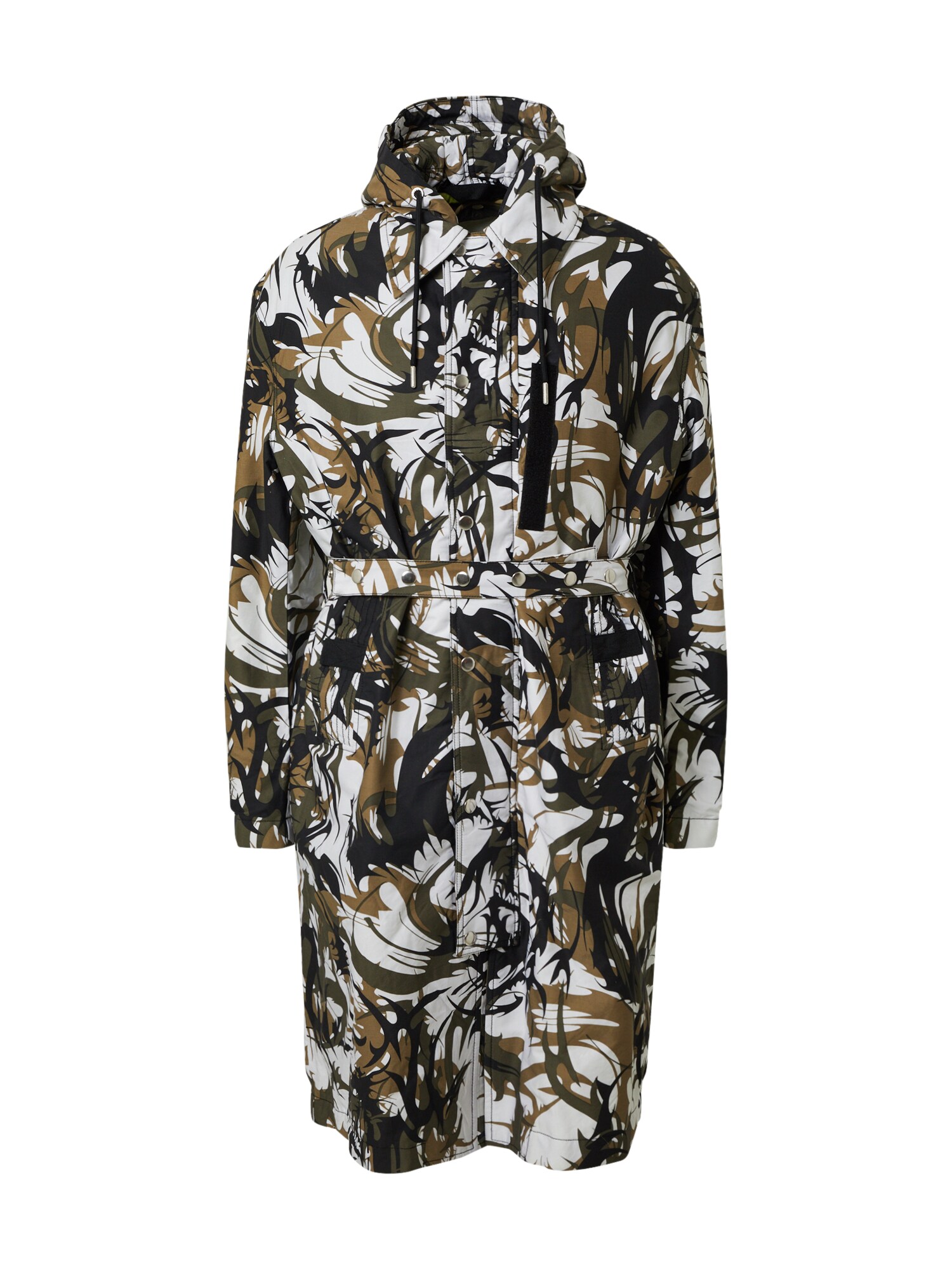 DIESEL Rudeninis-žieminis paltas 'W-TORRENCE'  alyvuogių spalva / juoda / balta
