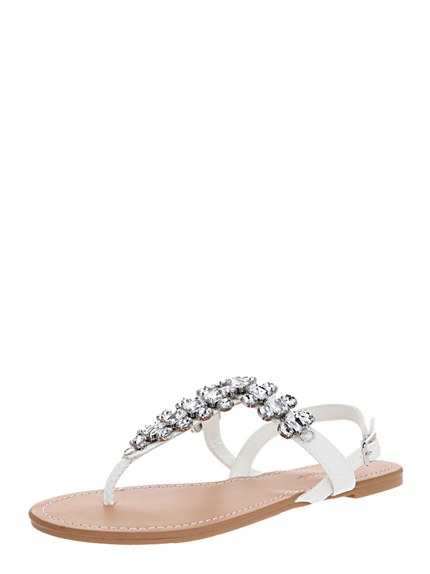 Miss Selfridge Šlepetės per pirštą 'ELI White Toe Post Gem Sandals'  balta