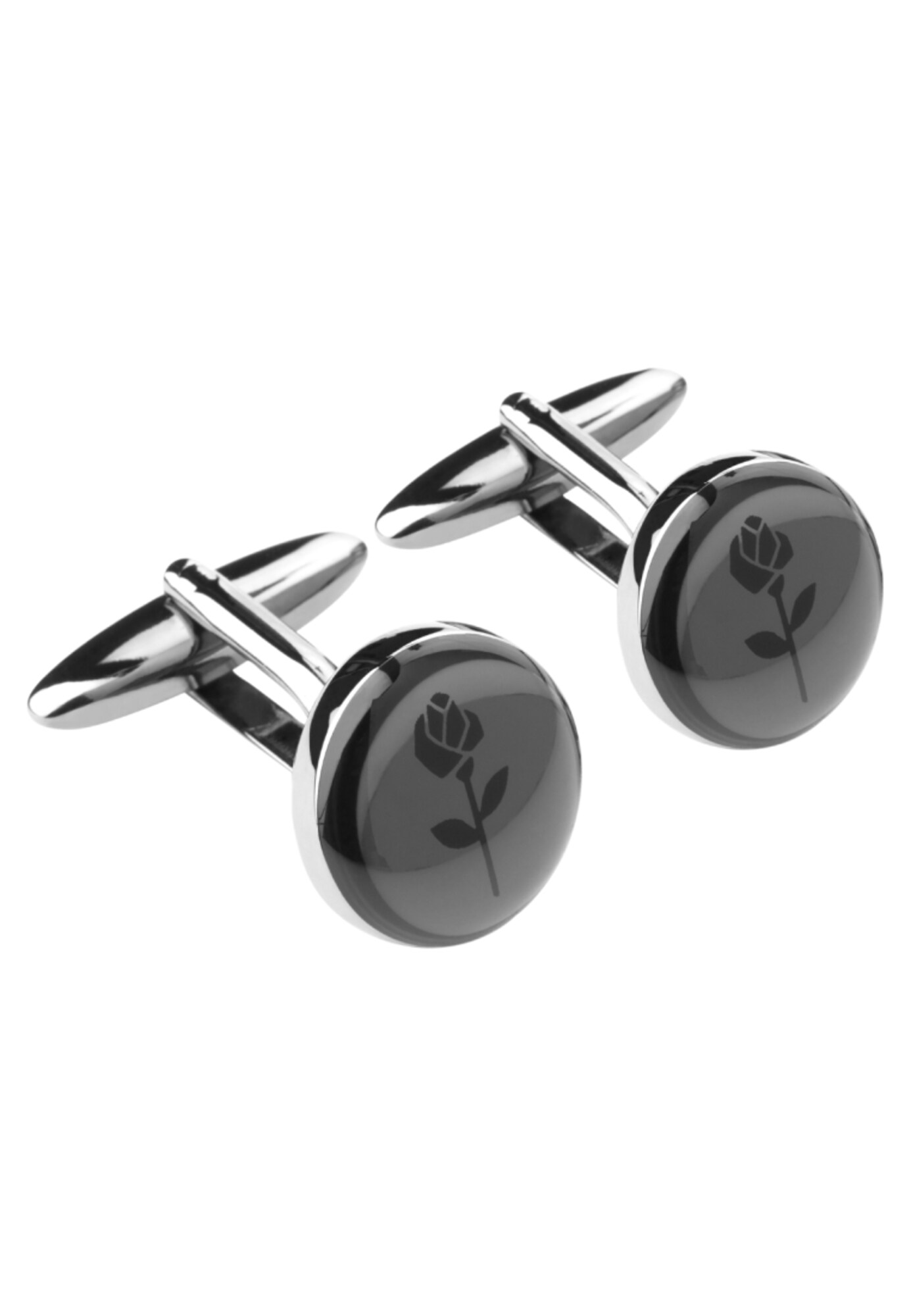 Seidensticker Heren Manchetknopen Zwart Zilver seidensticker kopen in de aanbieding