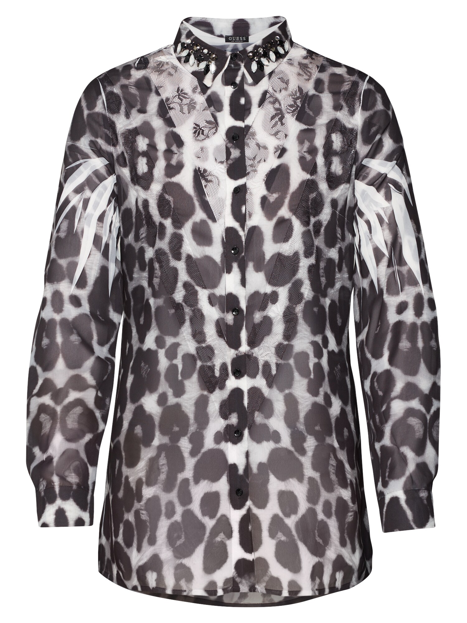 Guess Dames Blouse Clouis Zwart Wit guess kopen in de aanbieding