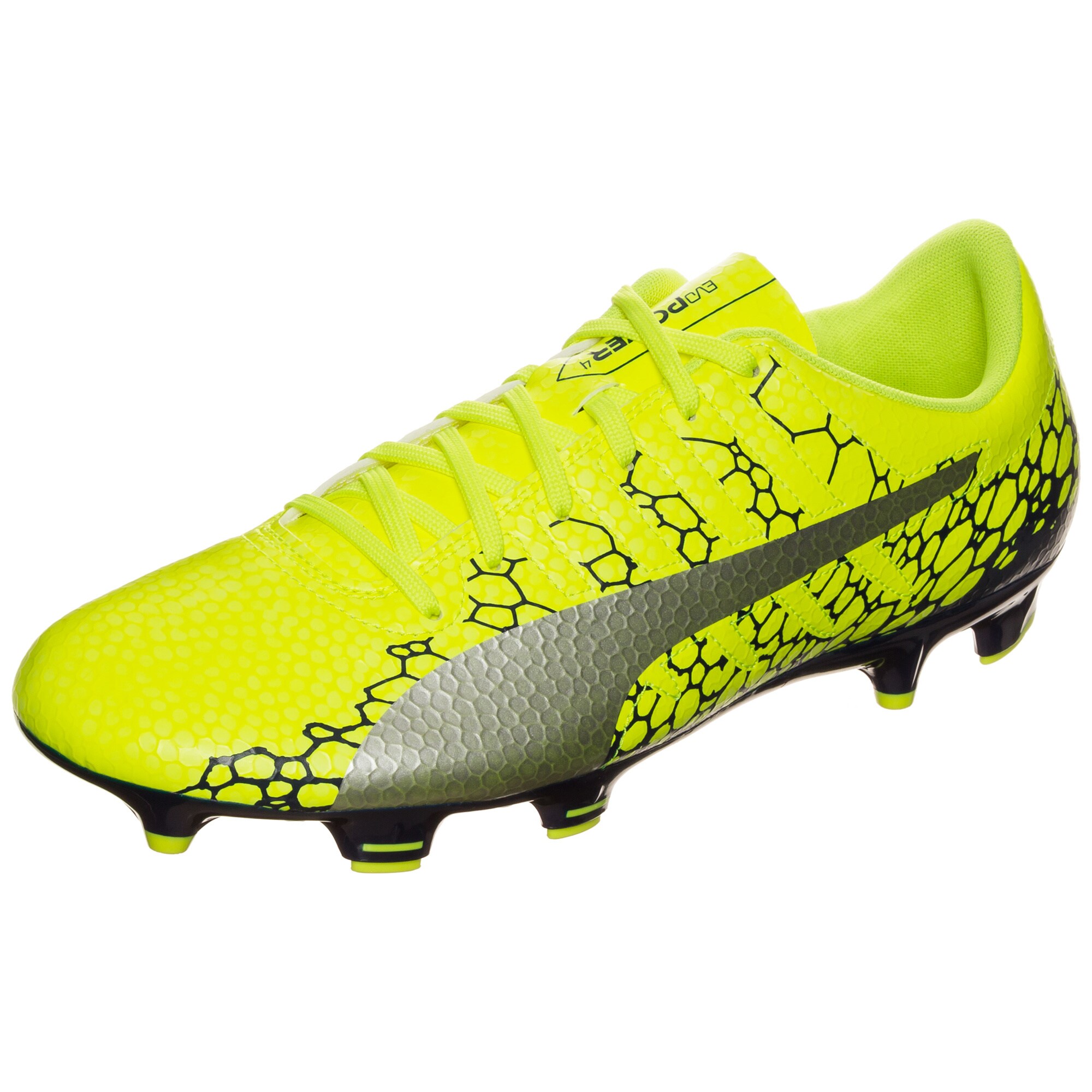 Puma Heren Voetbalschoen Evopower Vigor 4 Graphic Fg Geel Zwart Zilver puma kopen in de aanbieding