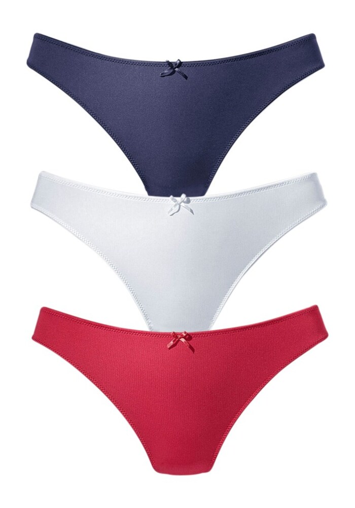 PETITE FLEUR String (3er-Pack) Damen Größe L blau / rot / weiß