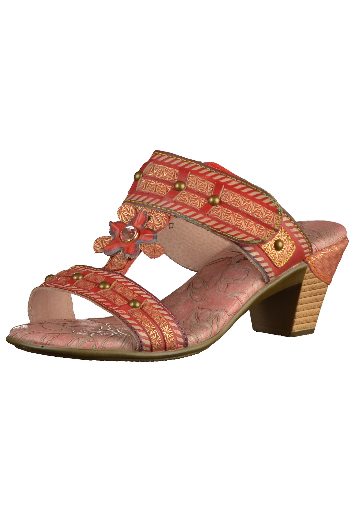 Laura Vita Dames Muiltjes Goud Rood laura vita kopen in de aanbieding