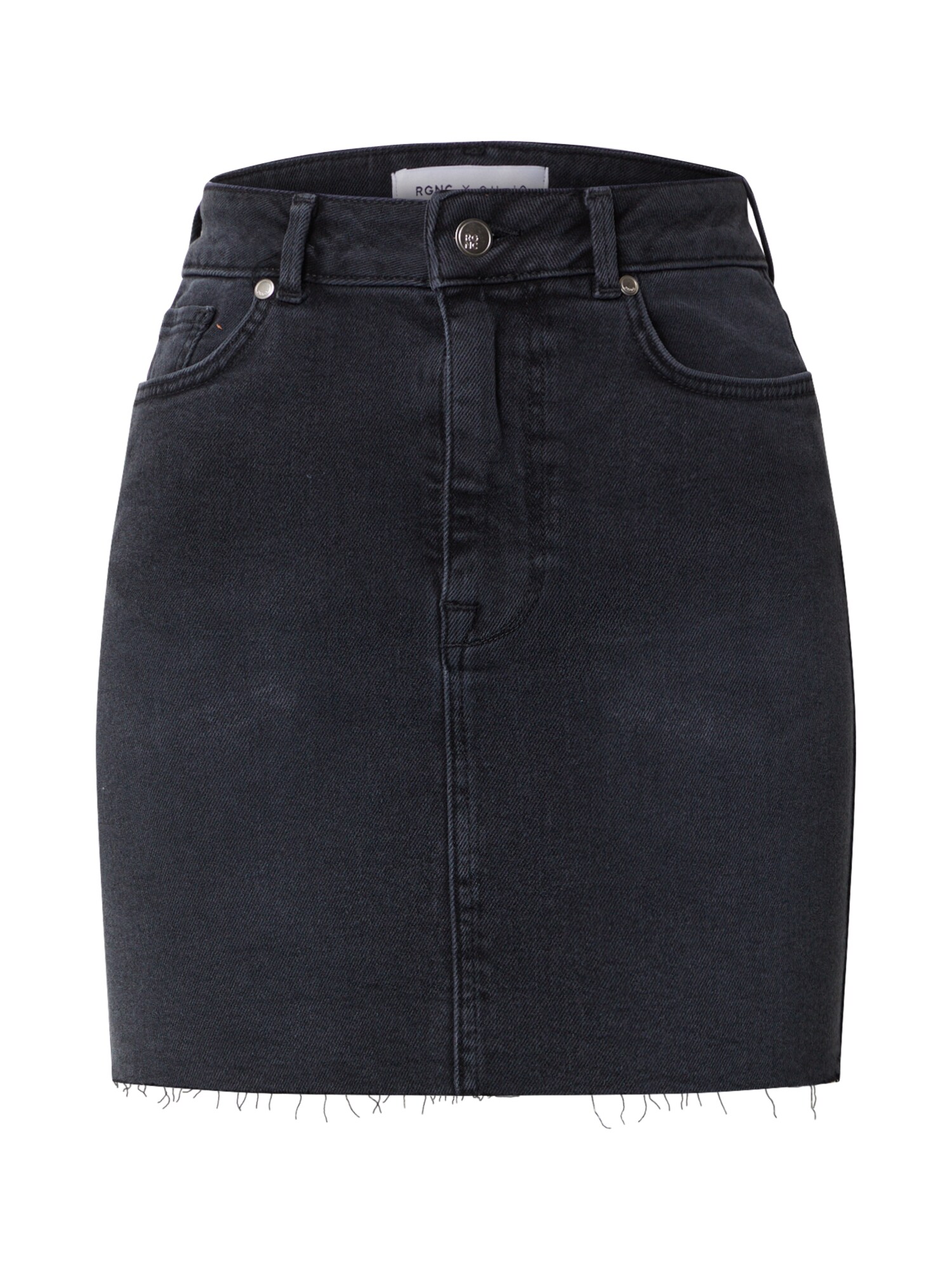 NU-IN Sijonas 'High Rise Raw Hem Denim Skirt'  juodo džinso spalva