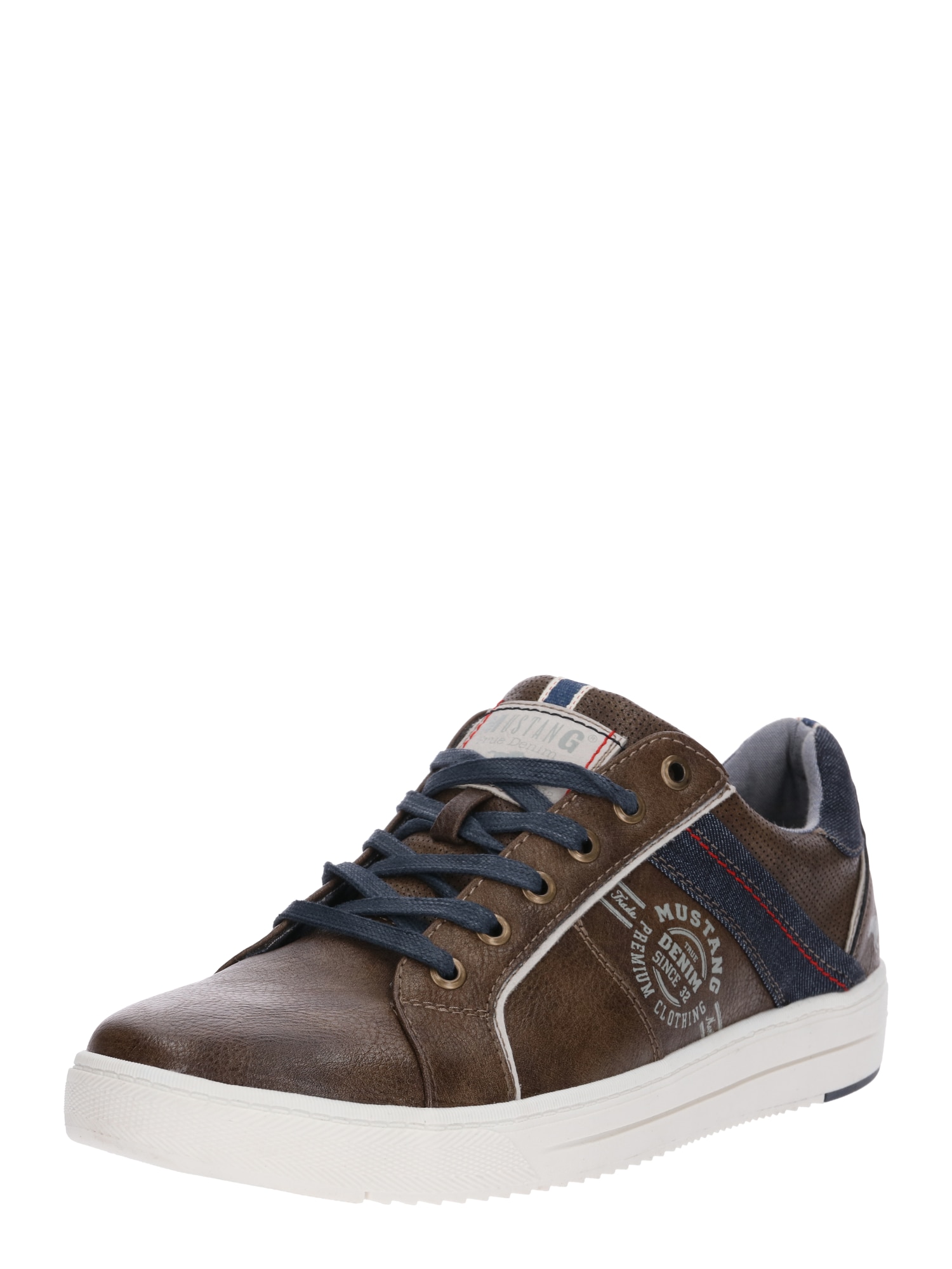 Mustang Heren Sneakers Laag 4133304 Donkerbruin mustang kopen in de aanbieding