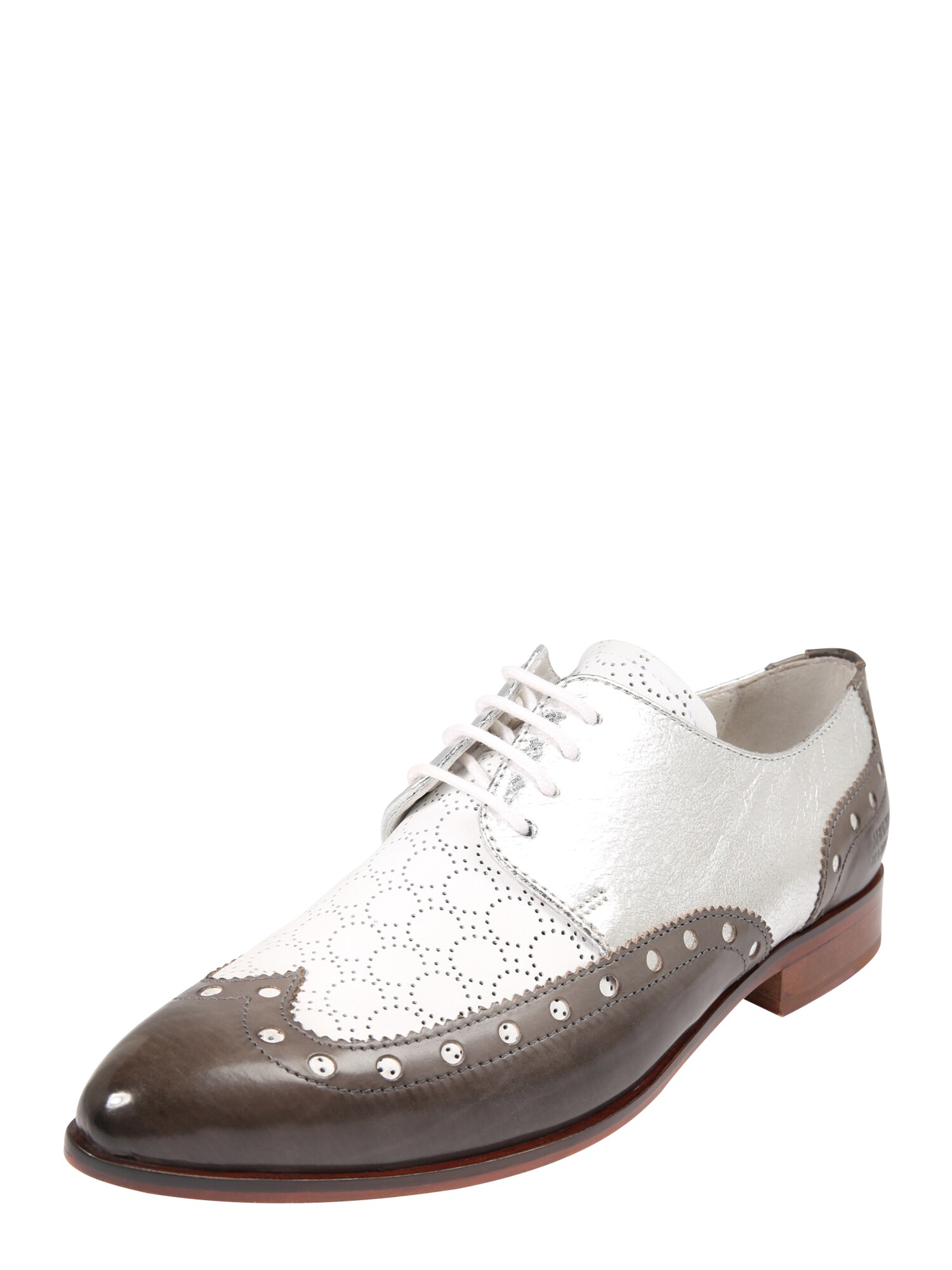 Melvin Hamilton Dames Veterschoen Jessy 38 Bruin Zilver Wit melvin hamilton kopen in de aanbieding