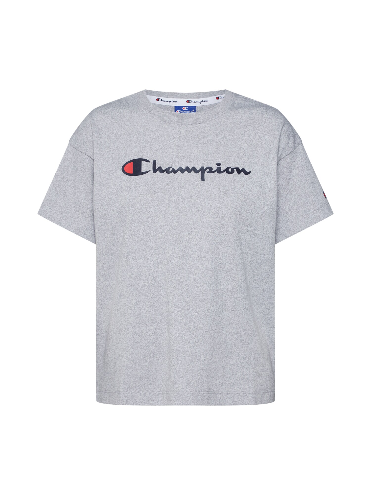 Champion Authentic Athletic Apparel Dames Shirt Rochester Crewneck Lichtgrijs Rood Zwart champion authentic athletic apparel kopen in de aanbieding