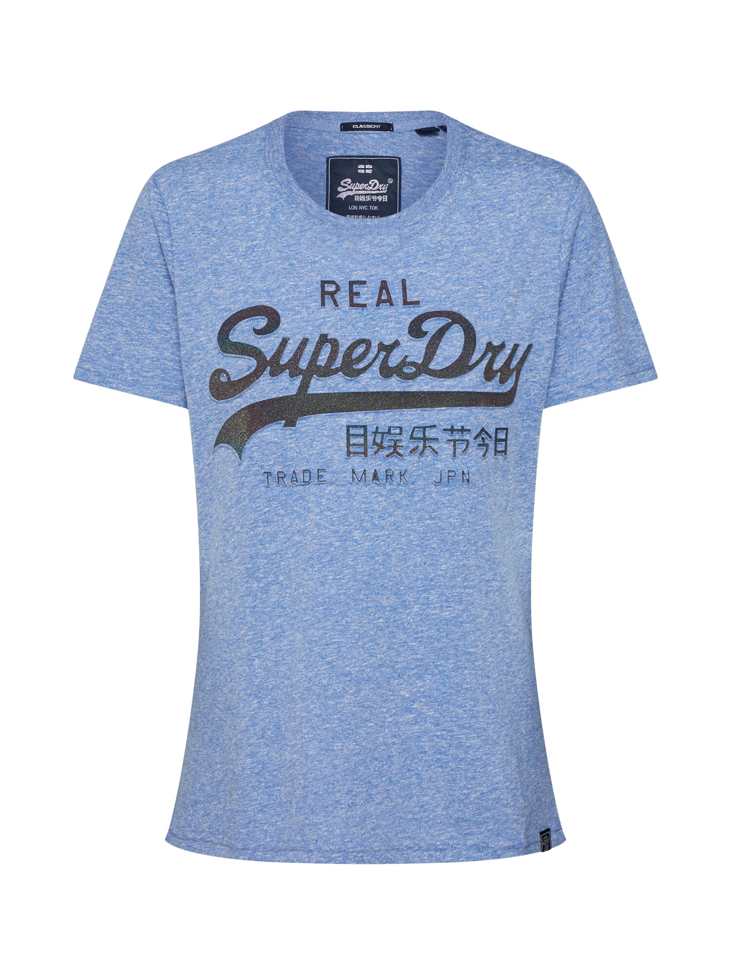 Superdry Dames Shirt V Logo Glitter Emboss Entry Tee Lichtblauw superdry kopen in de aanbieding