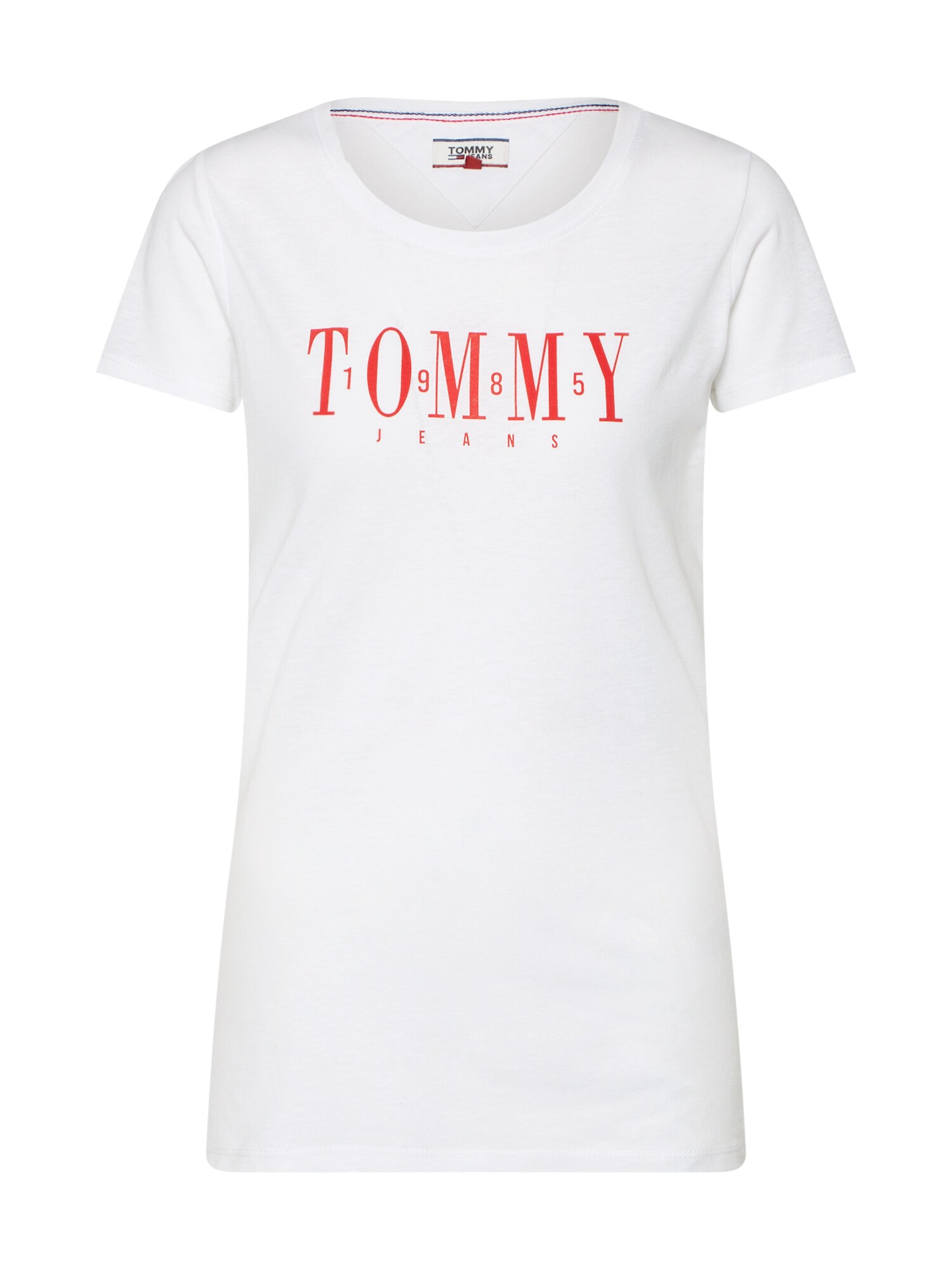 Tommy Jeans Dames Shirt Tjw Casual Tee Rood Wit tommy jeans kopen in de aanbieding