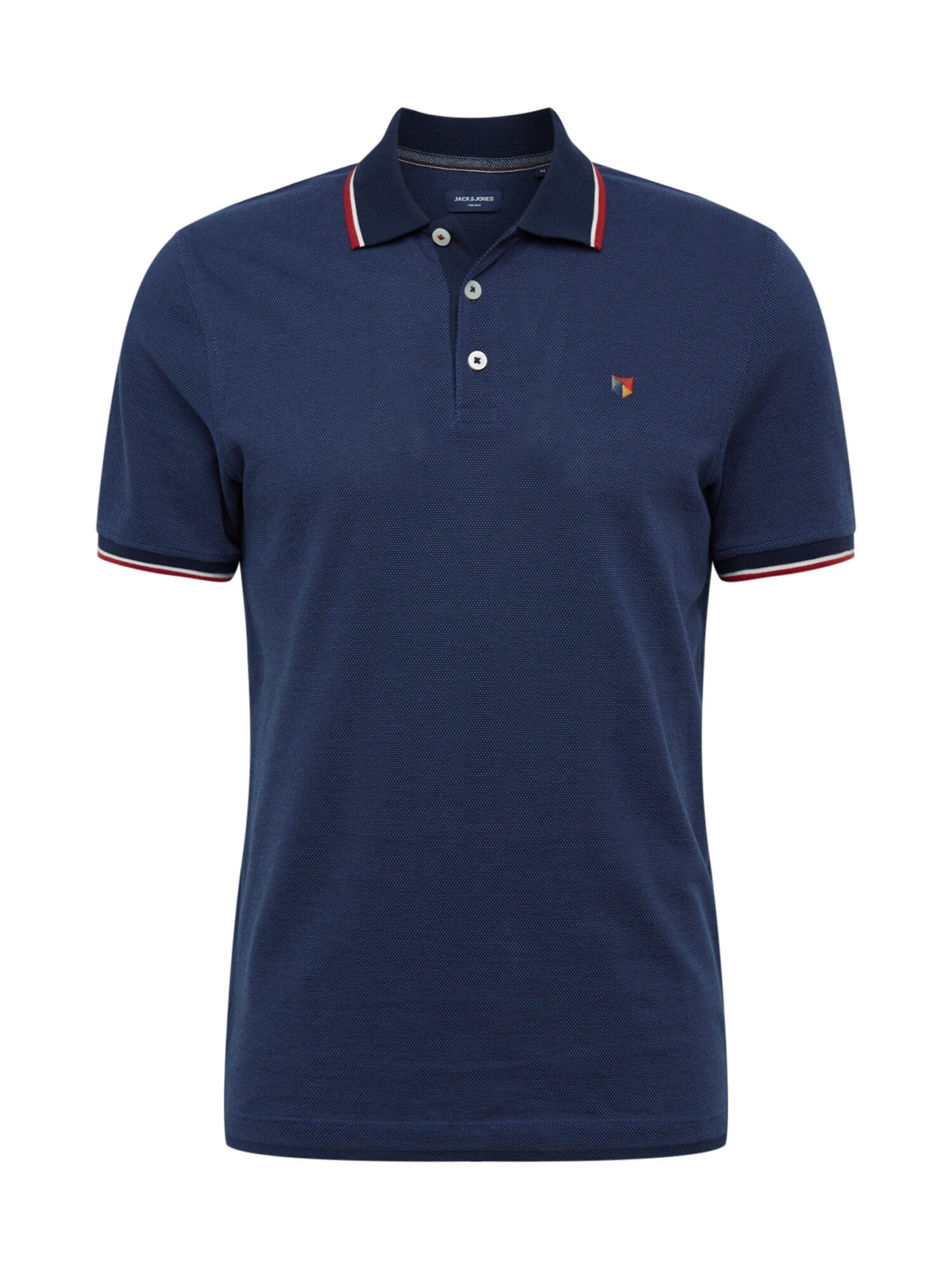 JACK & JONES Tričko 'Bluwin' námornícka modrá / žltá melírovaná / krvavo červená / biela