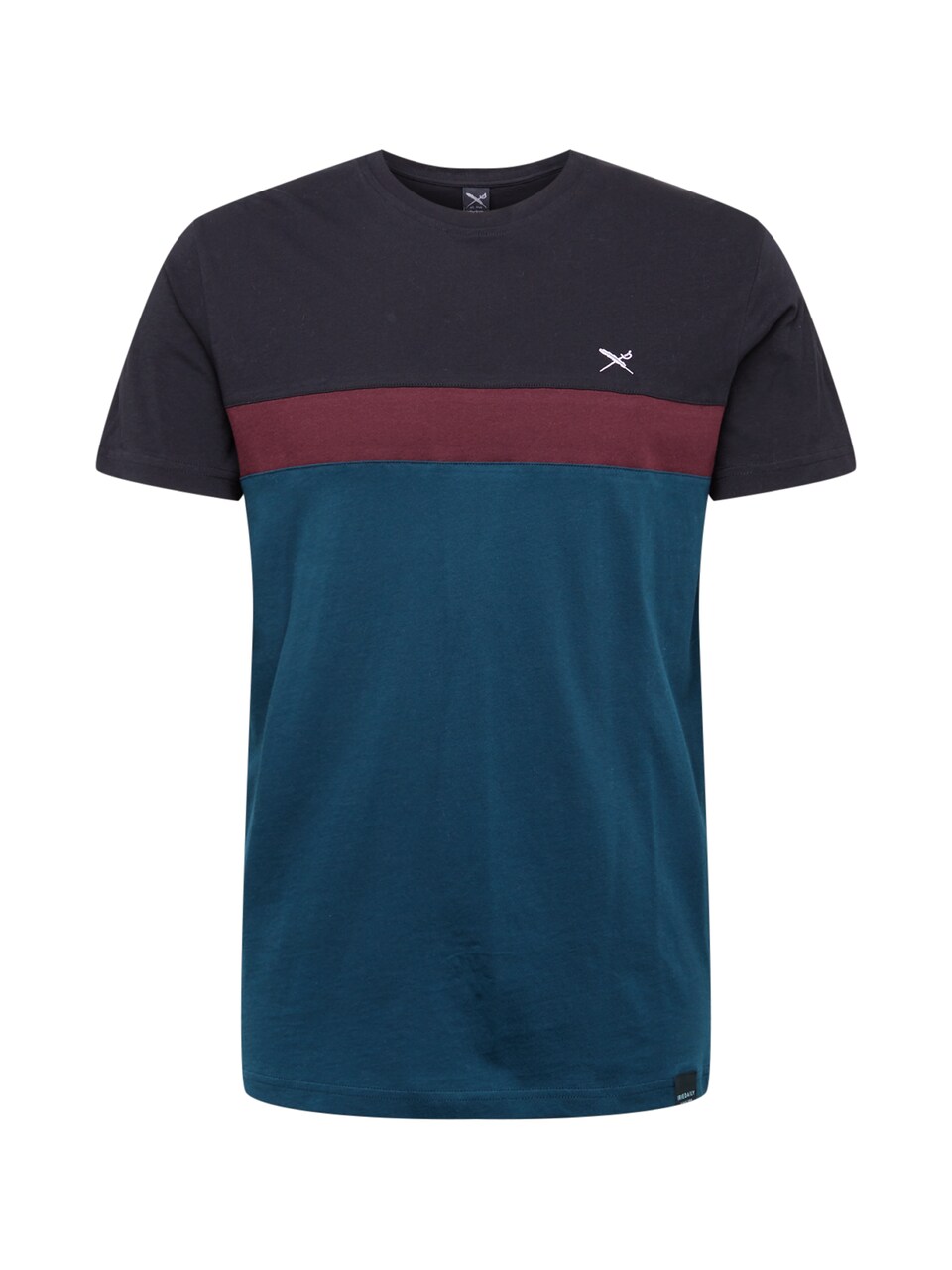 T-shirt 'Court' petrol / vinröd