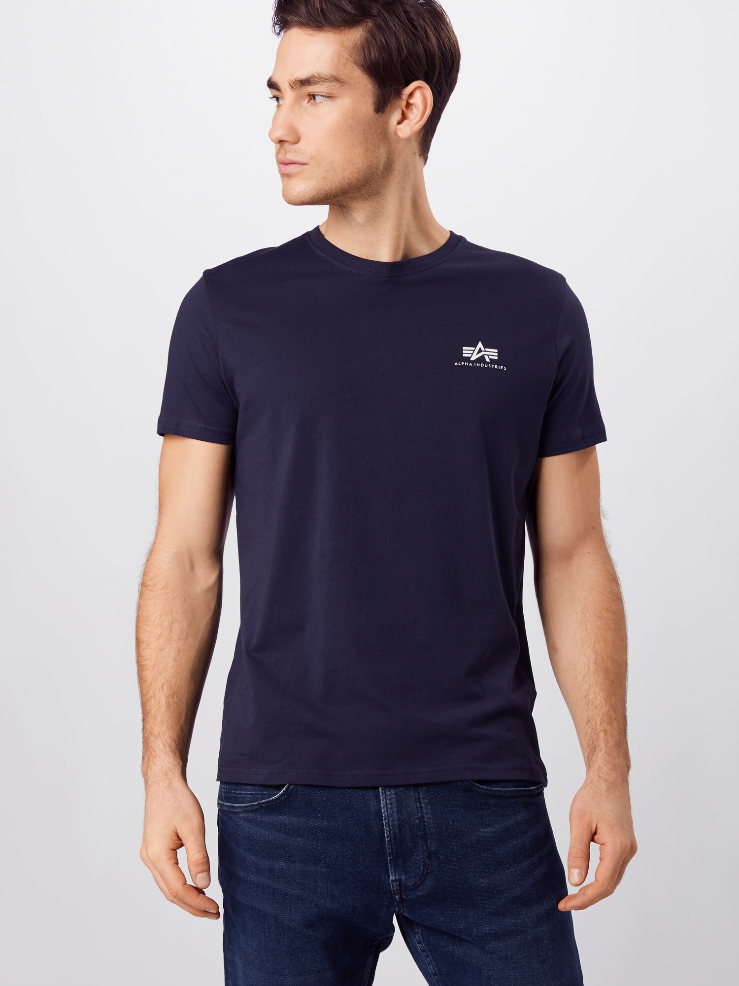 ALPHA INDUSTRIES Póló  sötétkék / fehér termék 2. képe