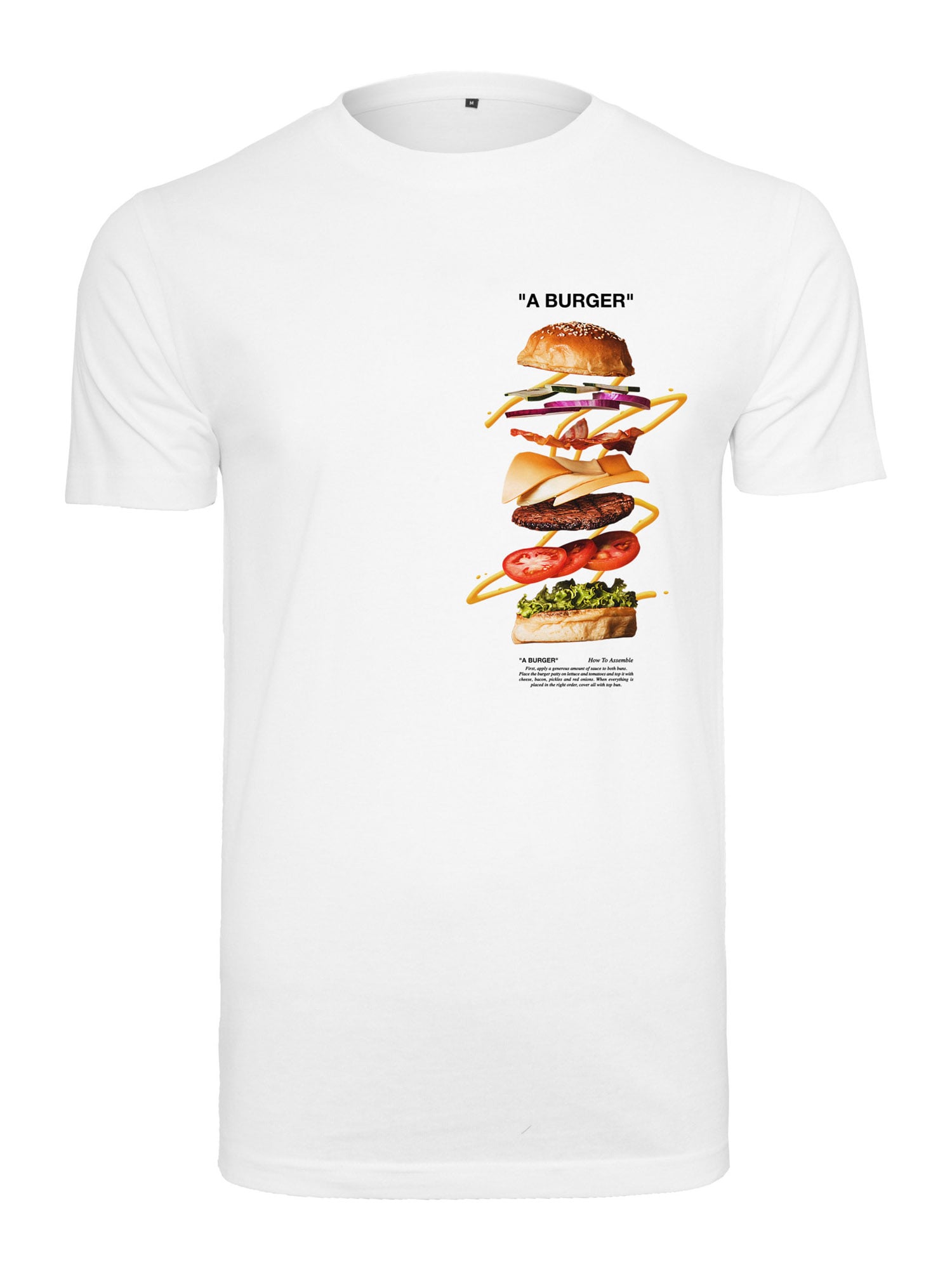 Mister Tee Marškinėliai 'A Burger' balta / mišrios spalvos
