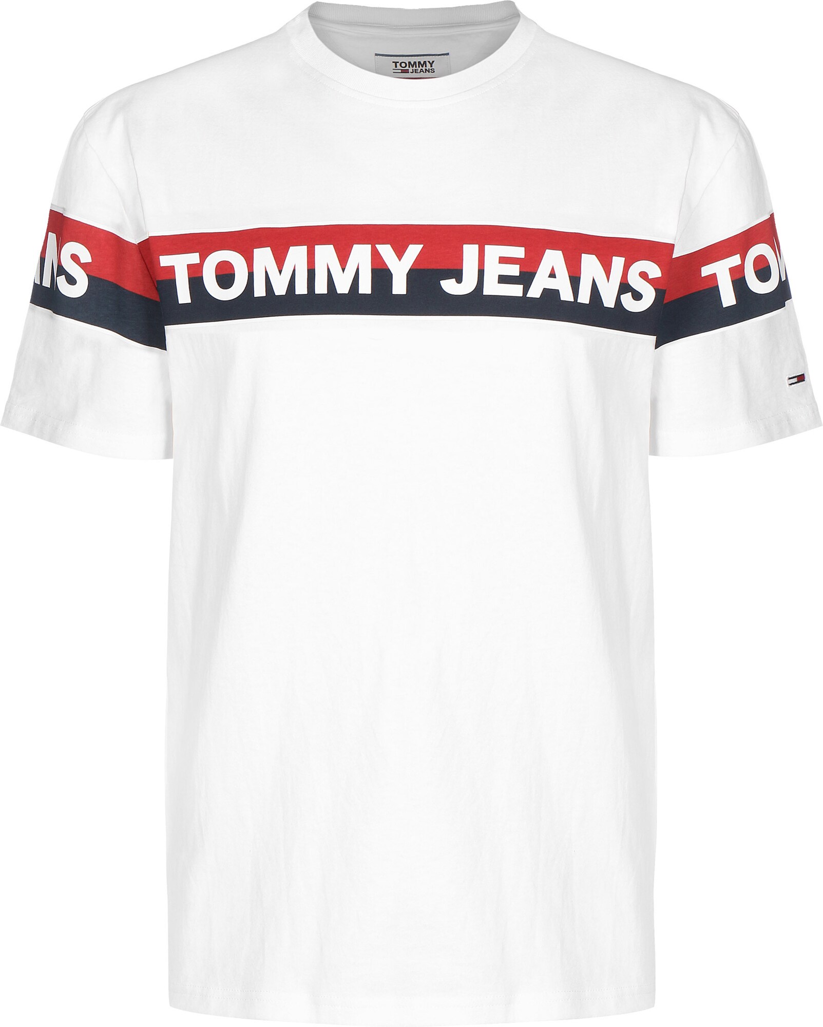 Tommy Jeans Marškinėliai ' Double Stripe Logo '  balta