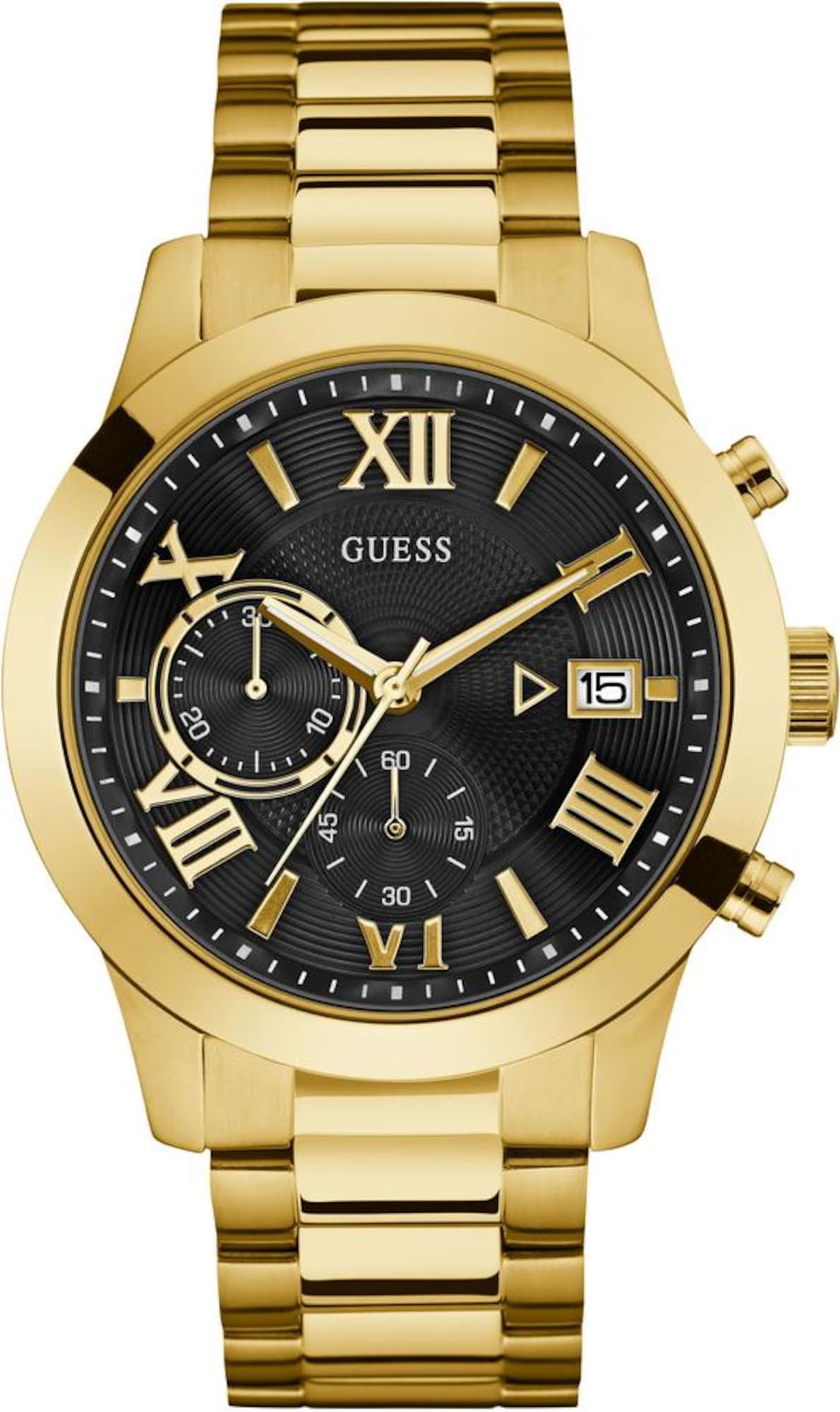 GUESS Analógové hodinky 'Atlas W0668G8'  zlatá / čierna