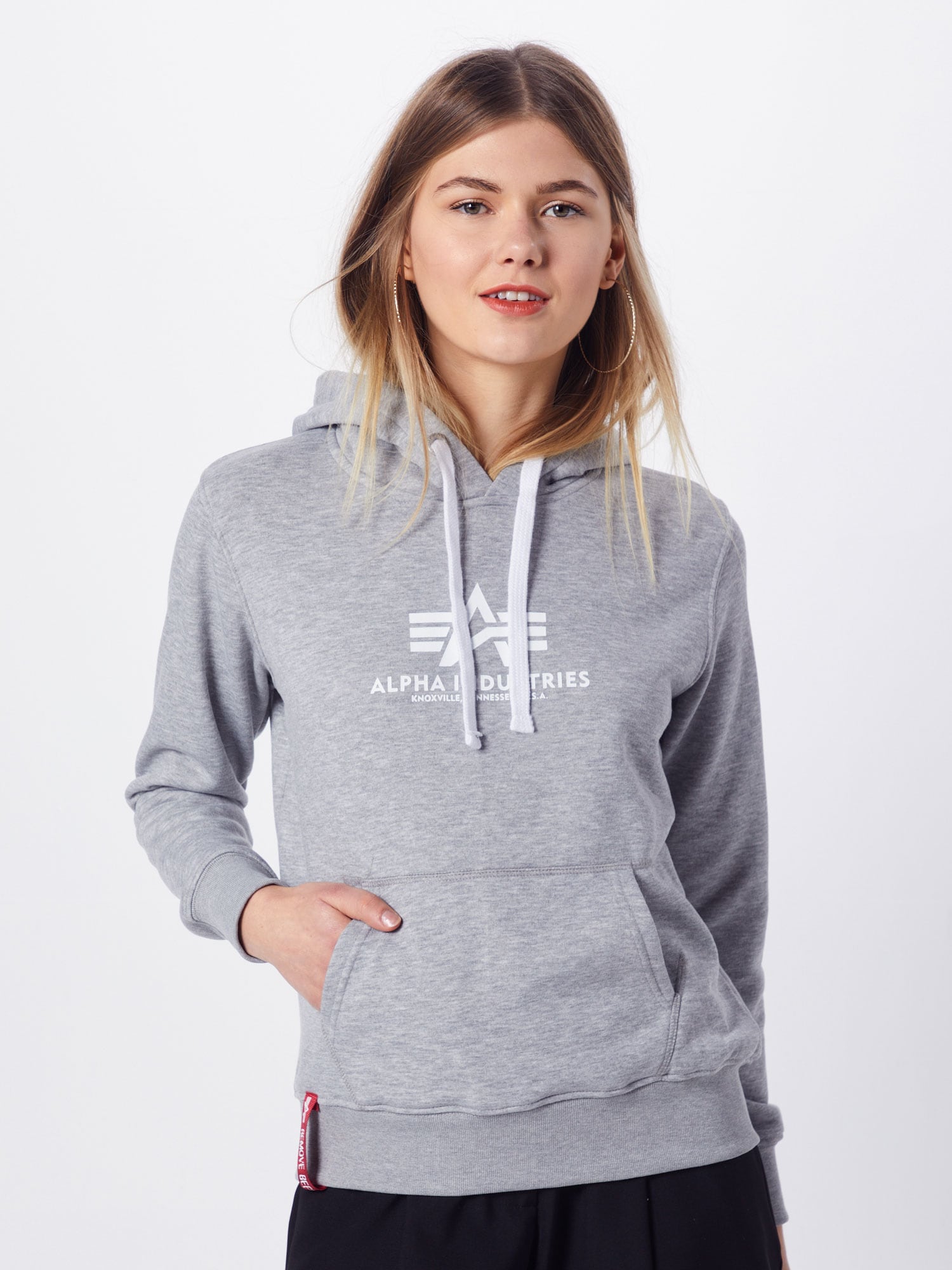 ALPHA INDUSTRIES Tréning póló  szürke melír / fehér termék 2. képe