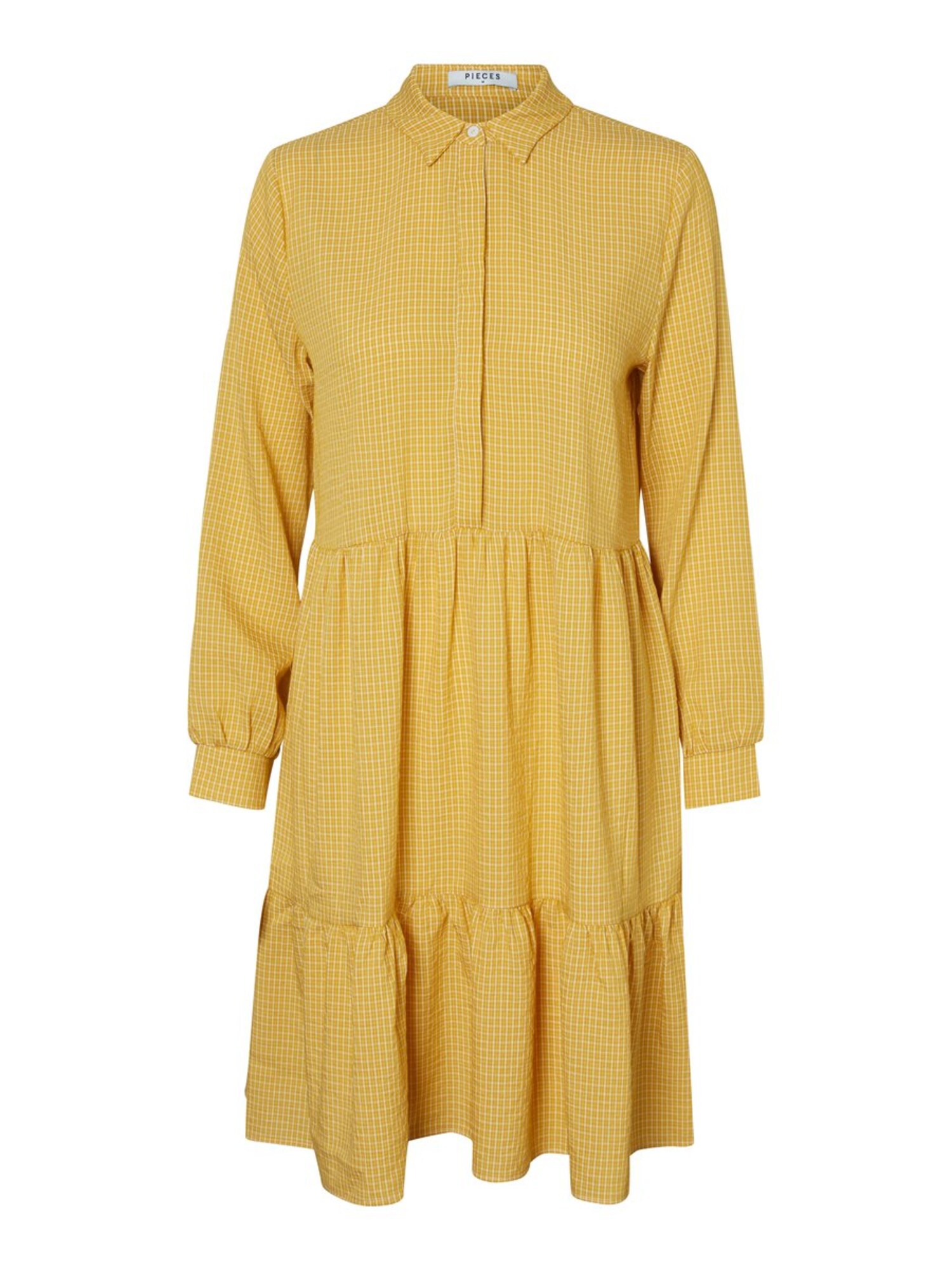 Pieces Dames Blousejurk Geel Wit pieces kopen in de aanbieding