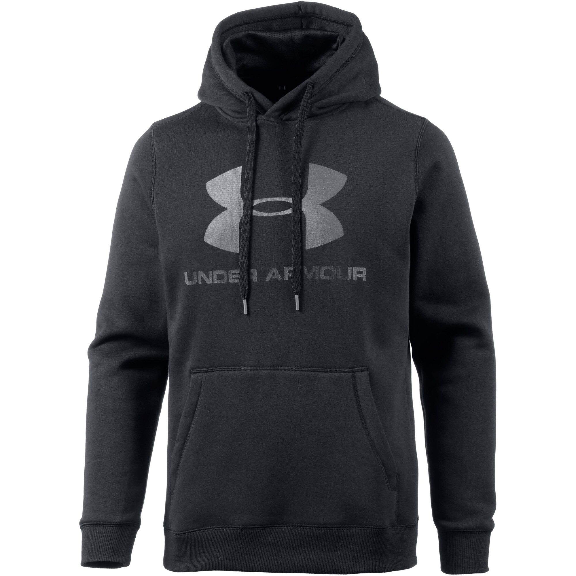 UNDER ARMOUR Kapuzensweatshirt RIVAL FITTED GRAPHIC HOODIE schwarz / silber