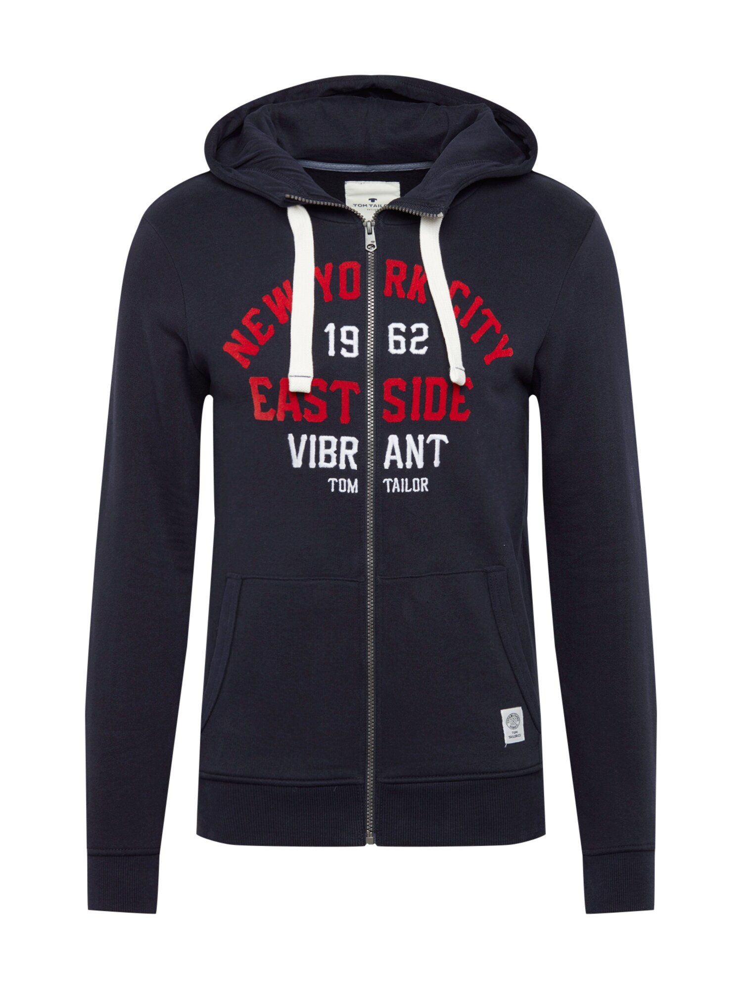 Tom Tailor Heren Sweatvest Nachtblauw Vuurrood Wit tom tailor kopen in de aanbieding