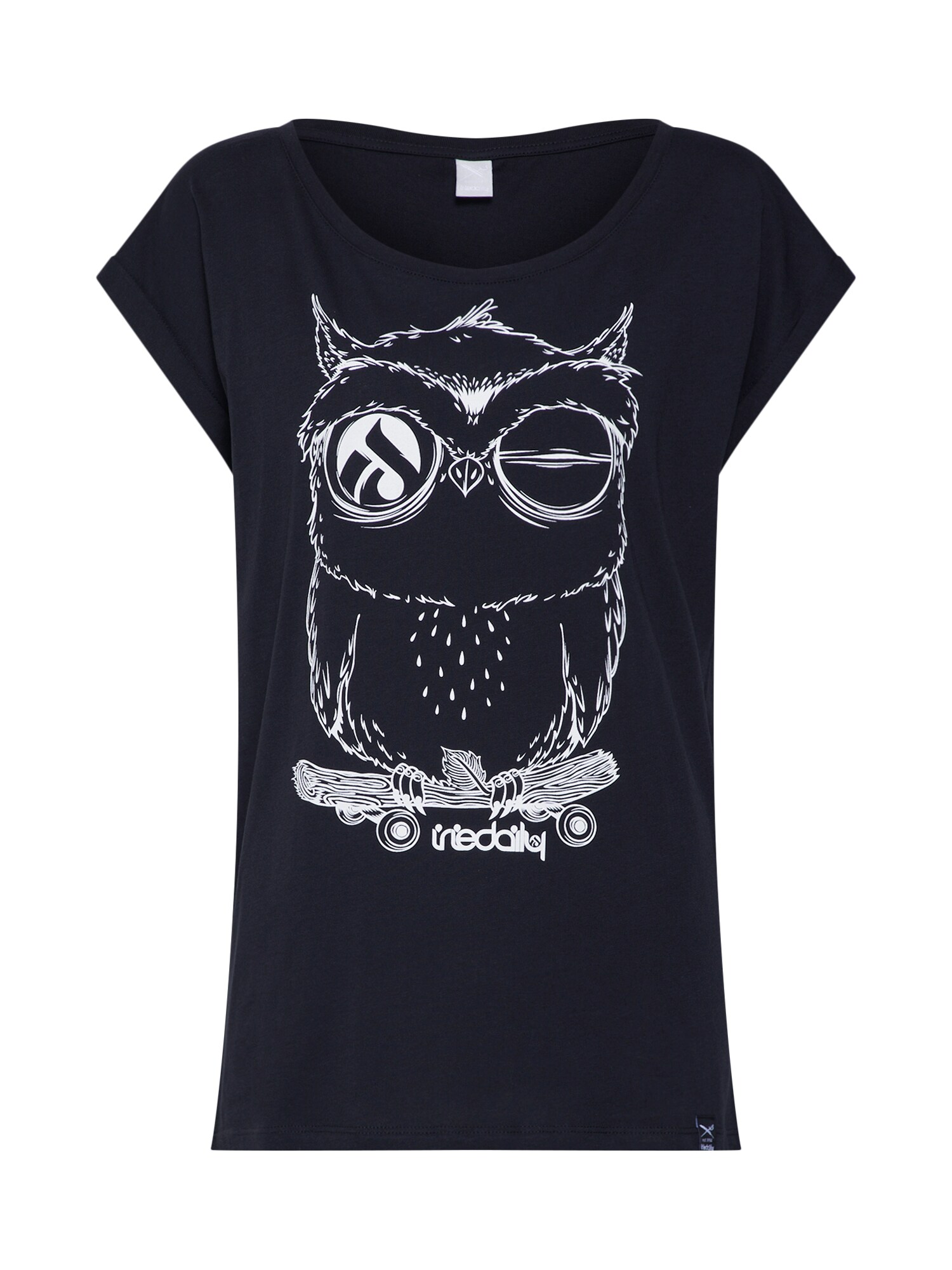 Iriedaily Marškinėliai 'Skateowl 2'  juoda / balta