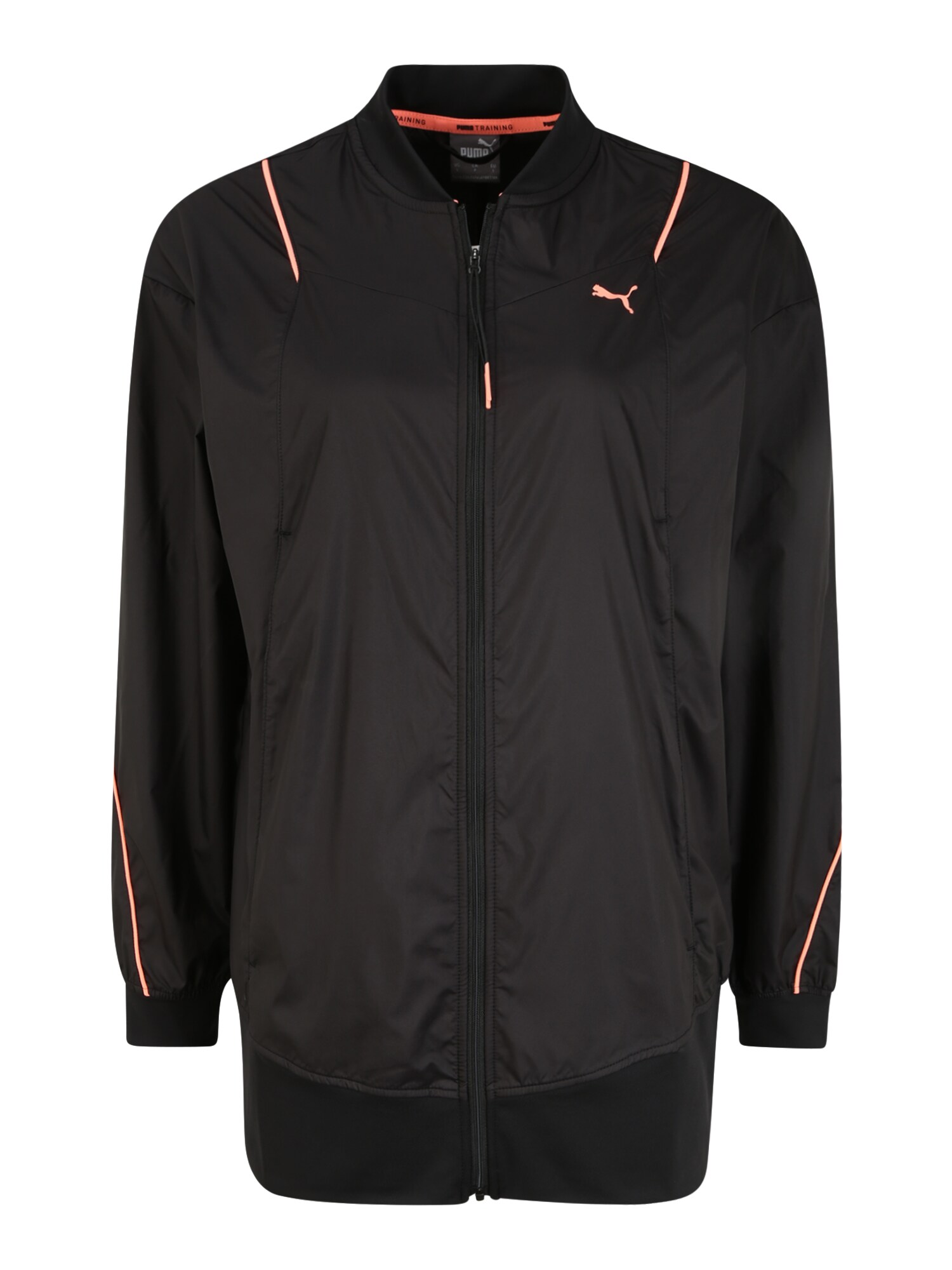 PUMA Sportinė striukė 'Pearl Woven'  juoda / oranžinė