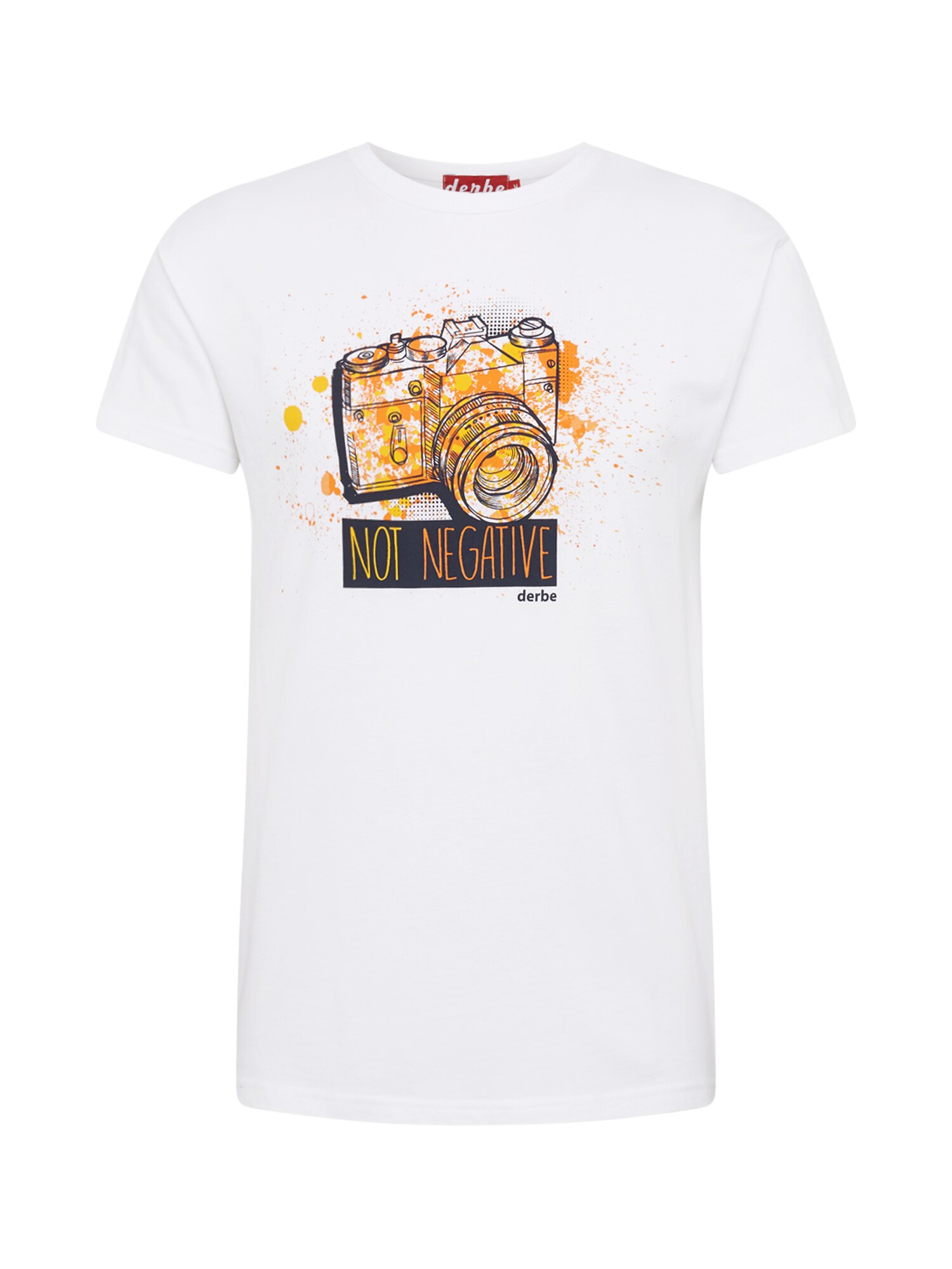 Derbe Marškinėliai 'Camera'  balta / oranžinė / geltona