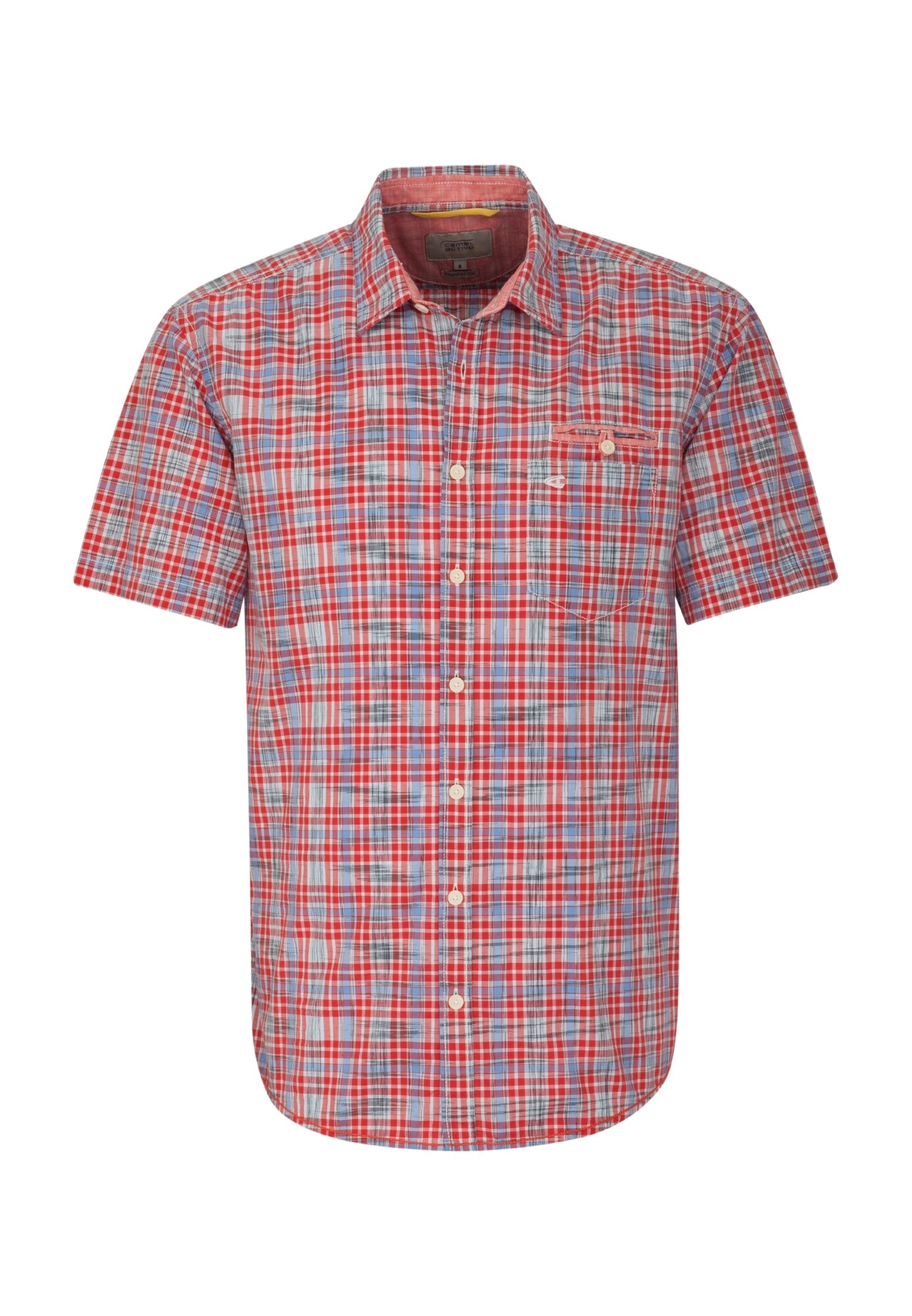 Camel Active Heren Overhemd Smoky Blue Rood camel active kopen in de aanbieding