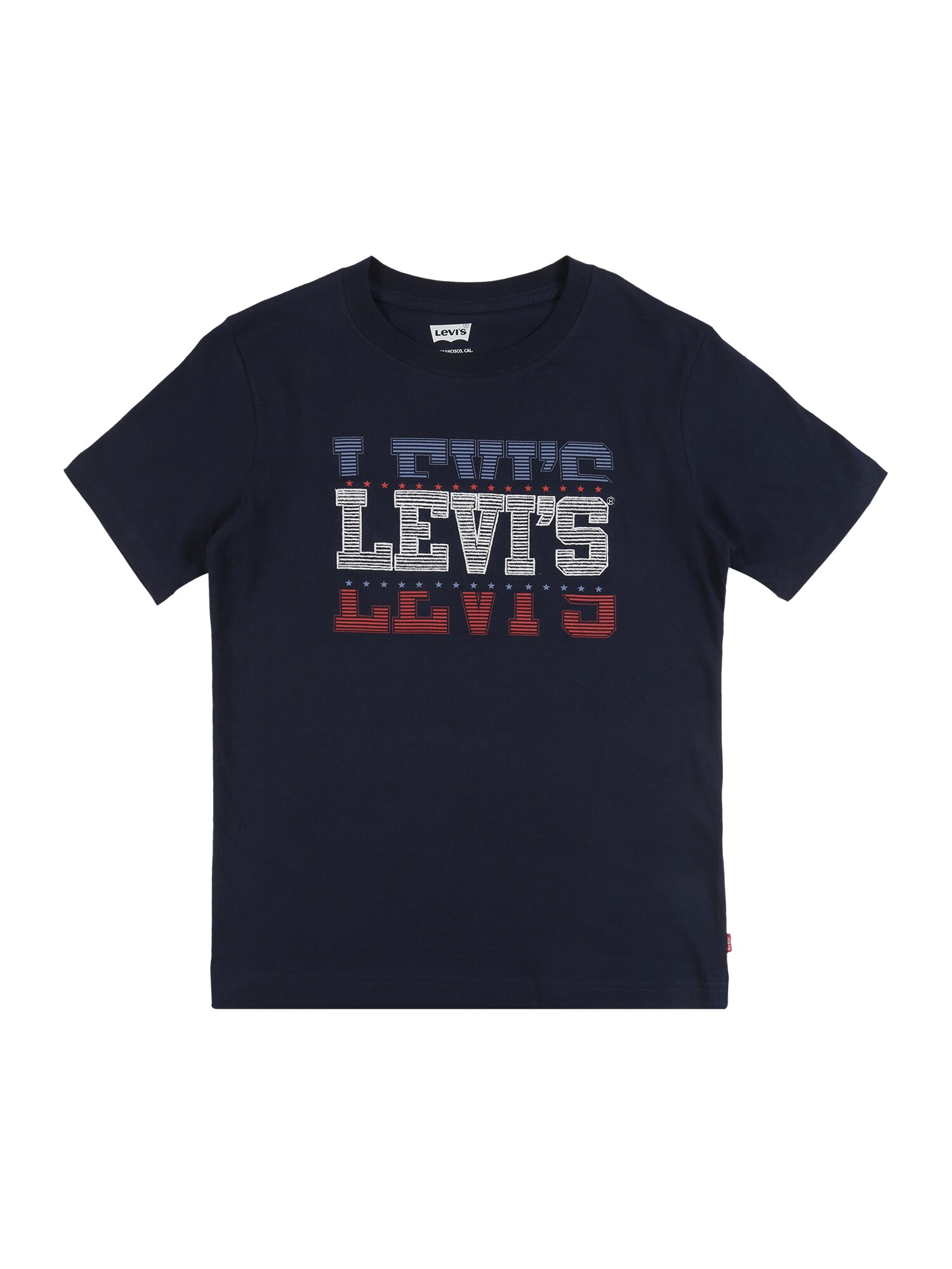 LEVI'S Marškinėliai 'Stack Split'  tamsiai mėlyna / mėlyna / raudona / pastelinė mėlyna