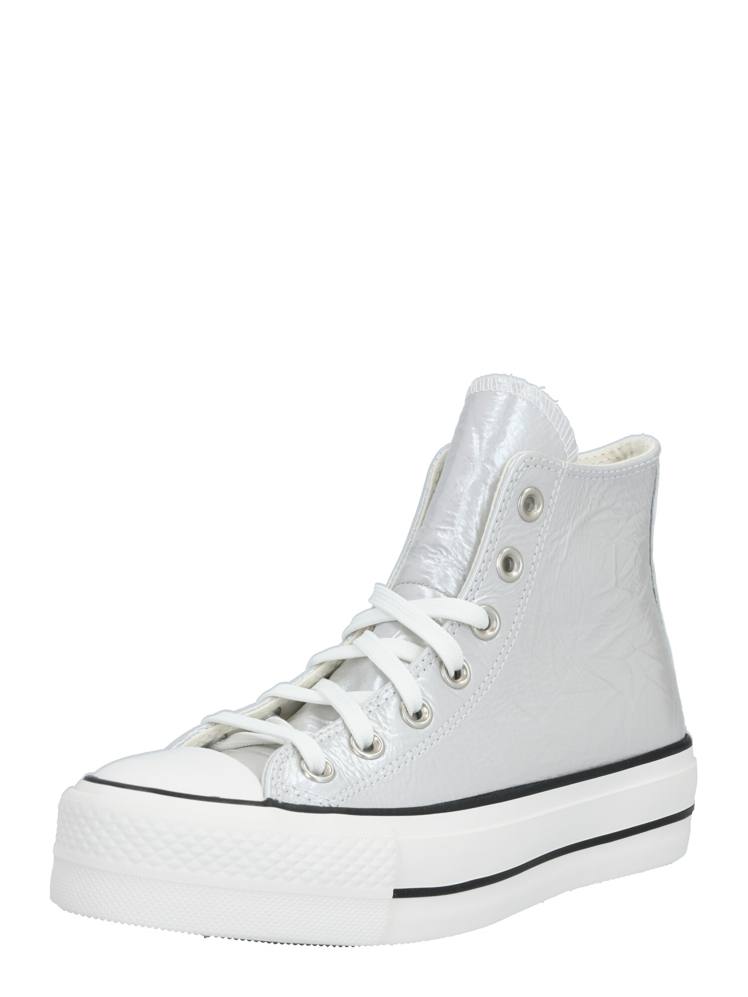 CONVERSE Sportbačiai su auliuku 'Chuck Taylor All Star Lift - Hi'  balta / juoda / sidabro pilka
